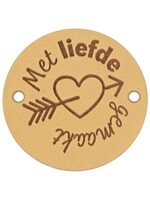 Durable Leren Label Met Liefde Gemaakt rond 3,5cm - 2st