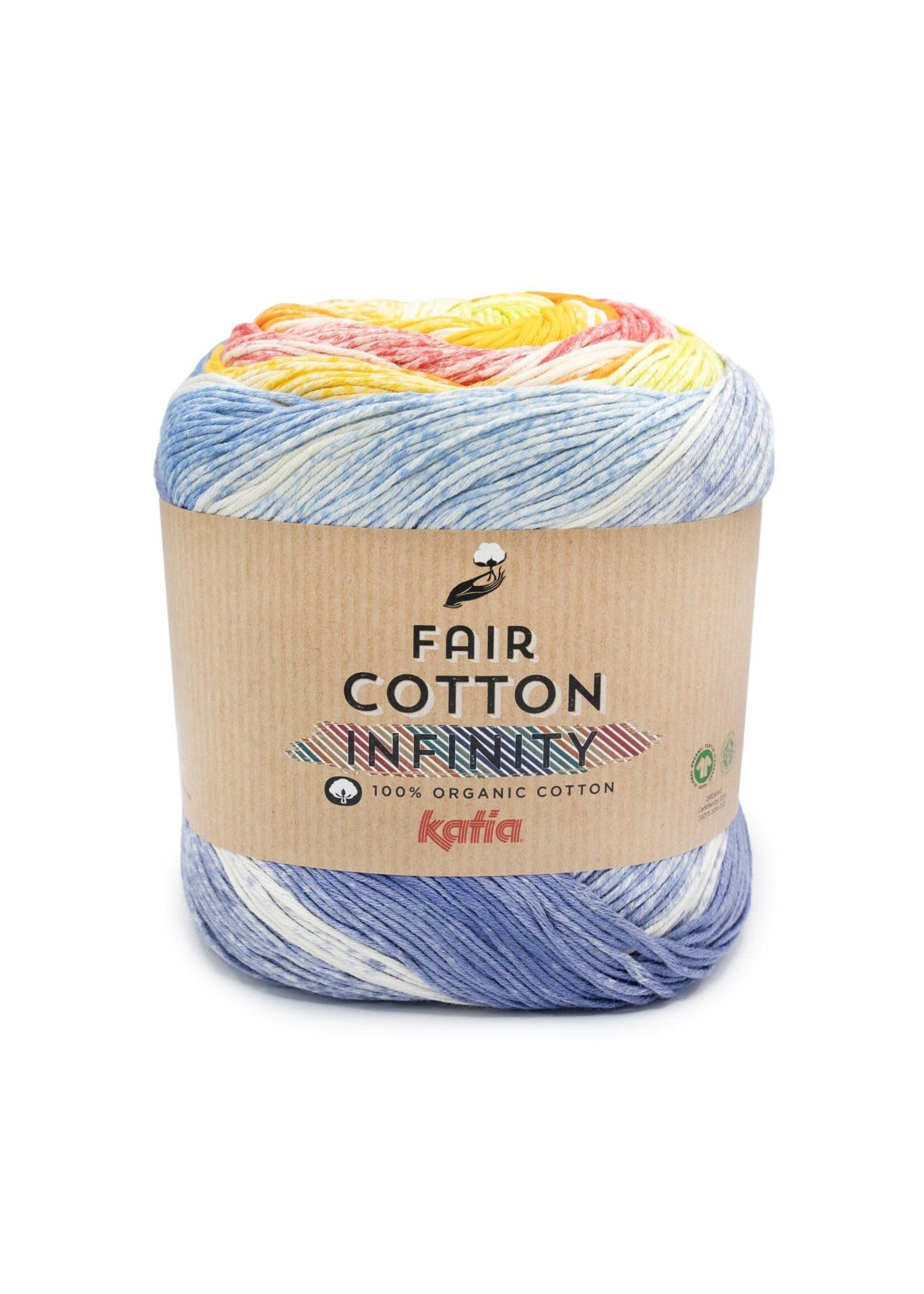 Katia Fair Cotton Infinity 102 - Blauw-Pistache-Geel-Oranje