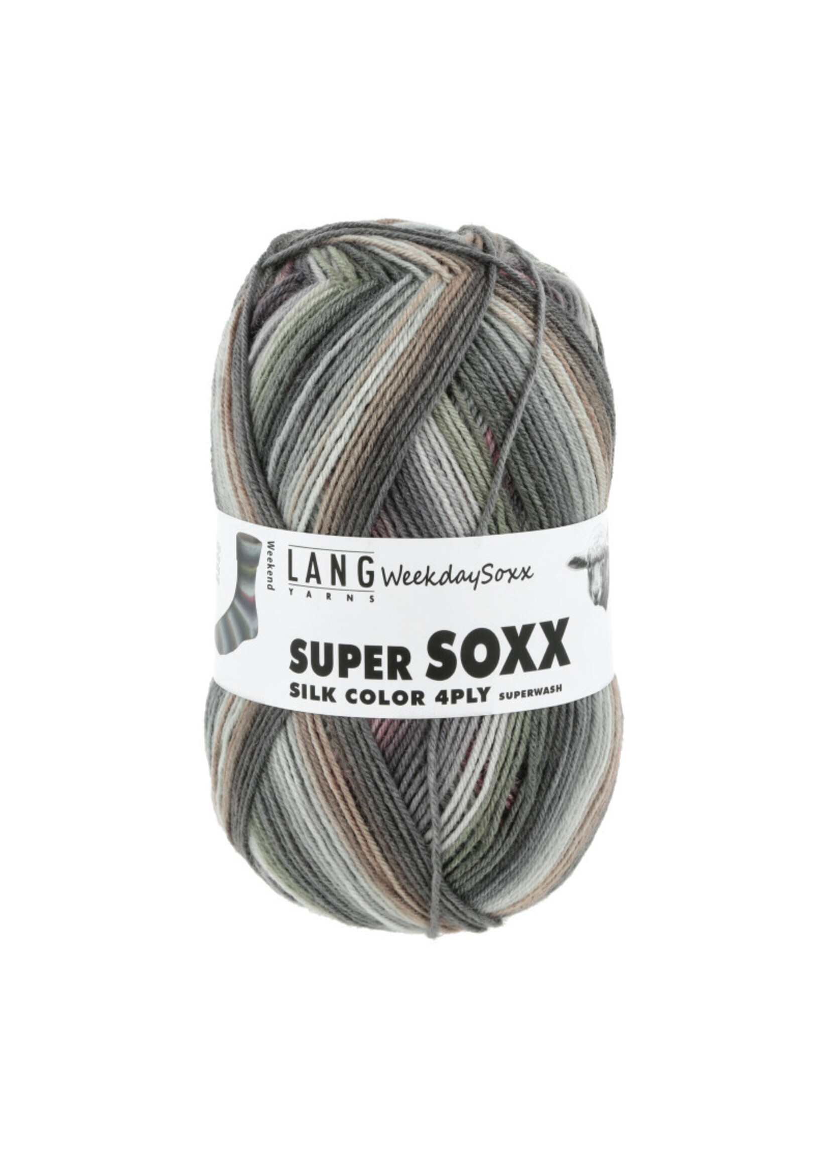 LangYarns Super Soxx Silk Color 4ply - 0468 brown/olive Weekend
