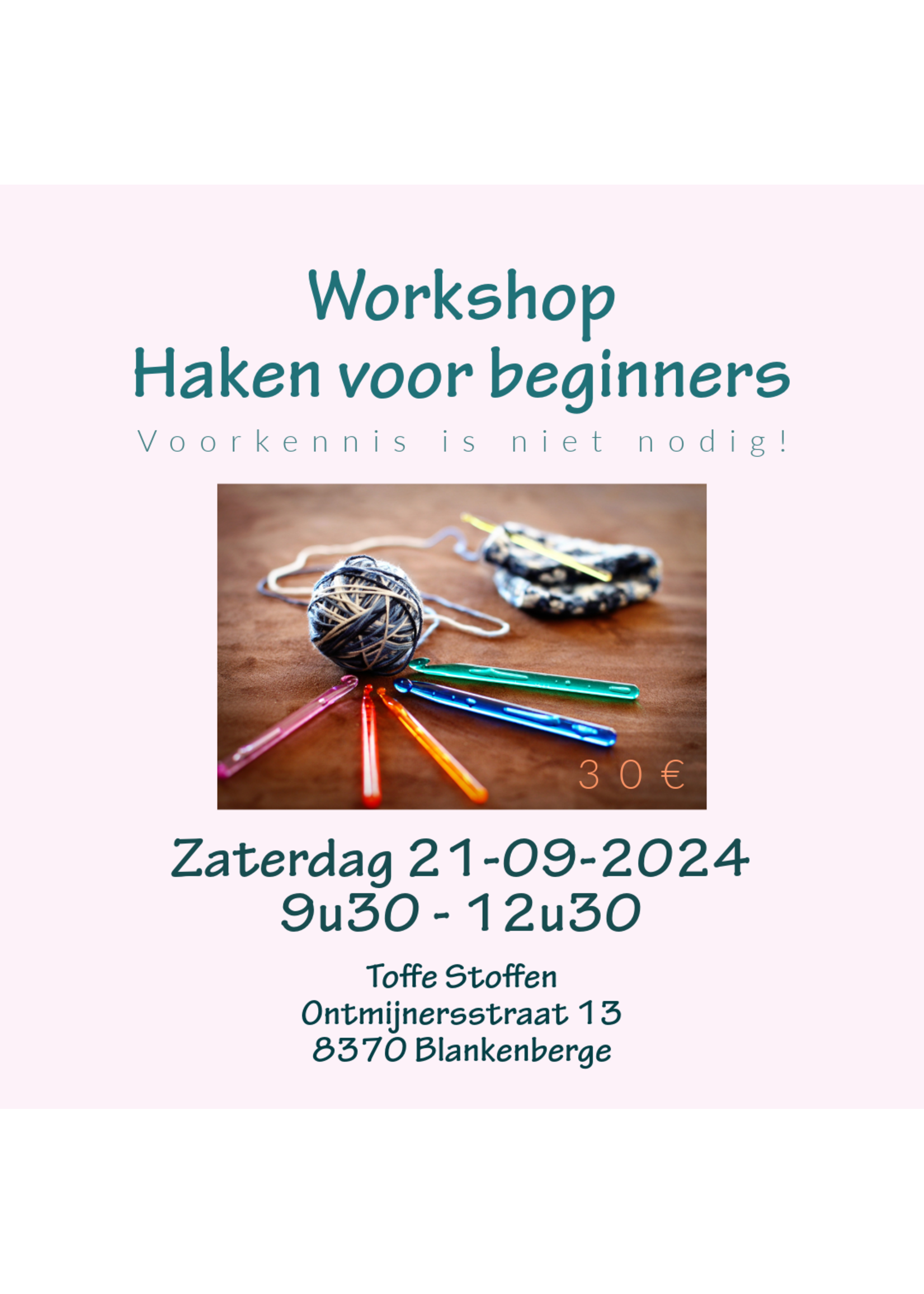 Workshop Haken voor Beginners - Zat. 21-09-2024