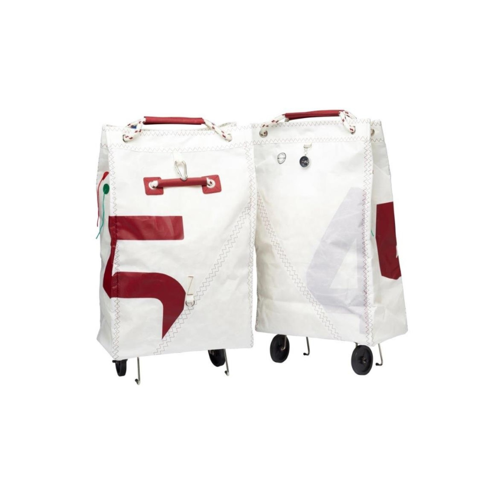 Trend Marine Sailcloth shopping bag foldable on wheels Sea King red