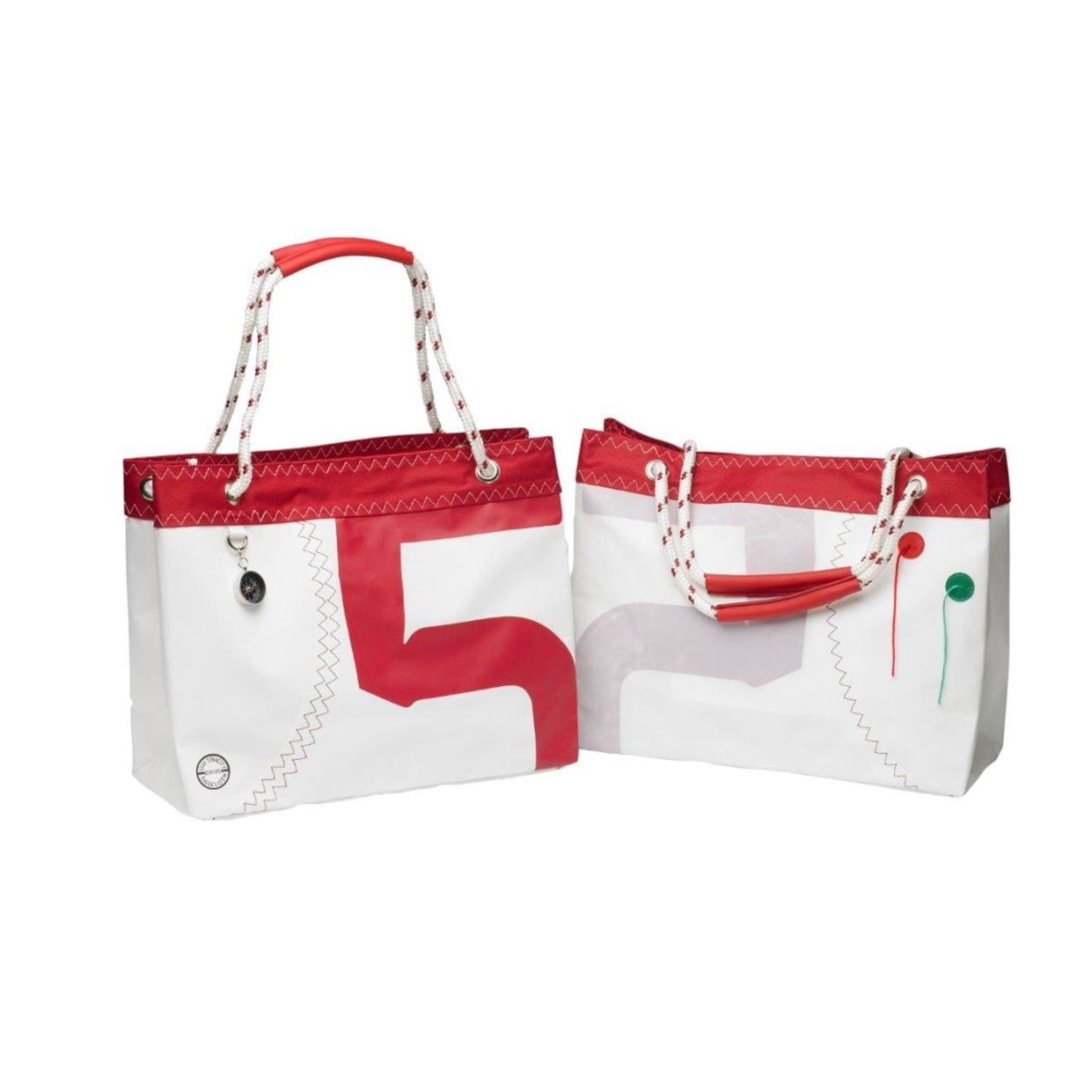 Trend Marine Sailcloth shopping bag with handles of rope Sea Wave red