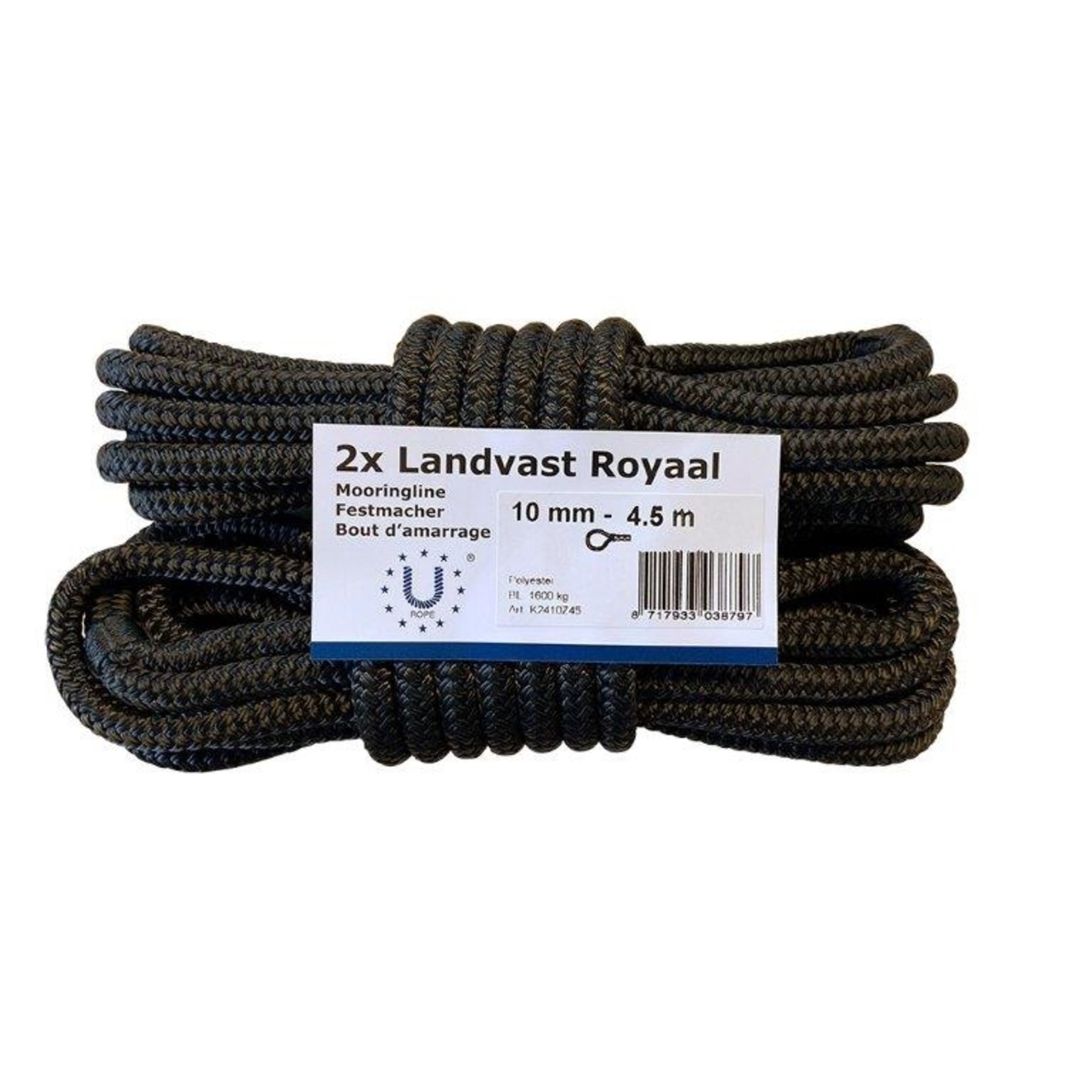 U-Rope Mooringline royaal 10mm x 4.5m black pair