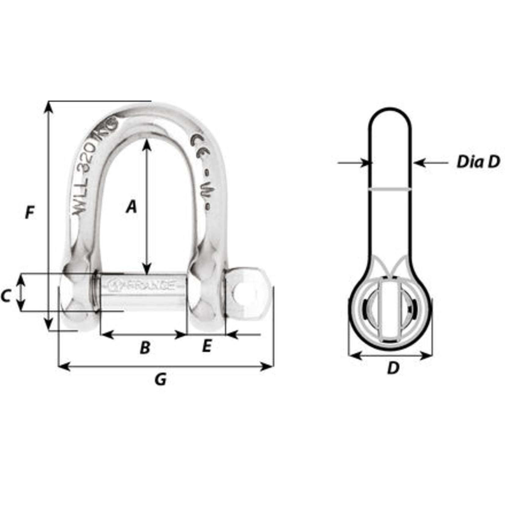 Wichard Self-locking D shackle - Dia 5 mm