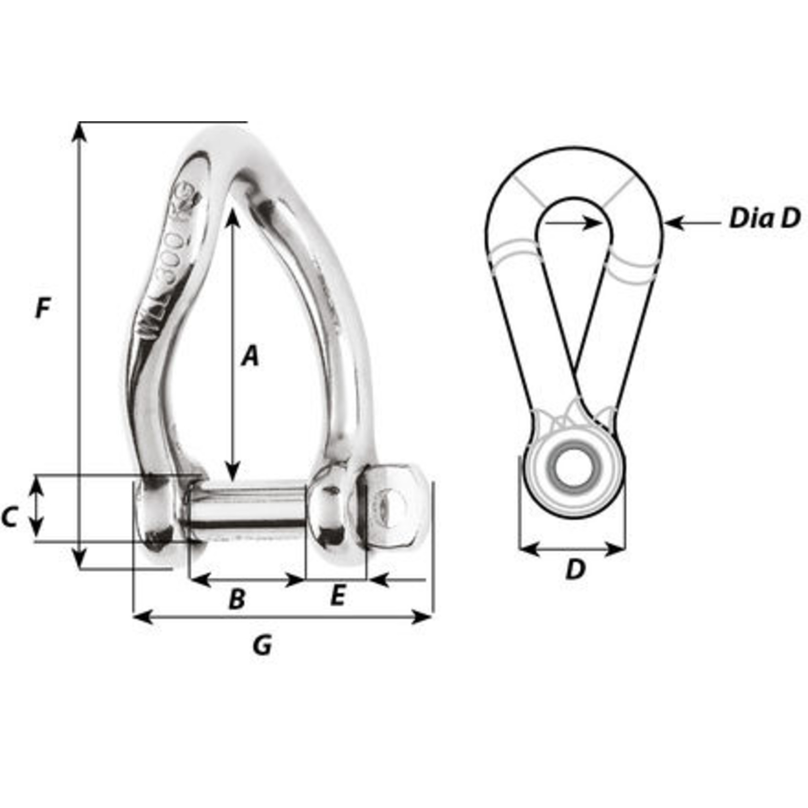 Wichard Self-locking twisted shackle - Dia 8 mm