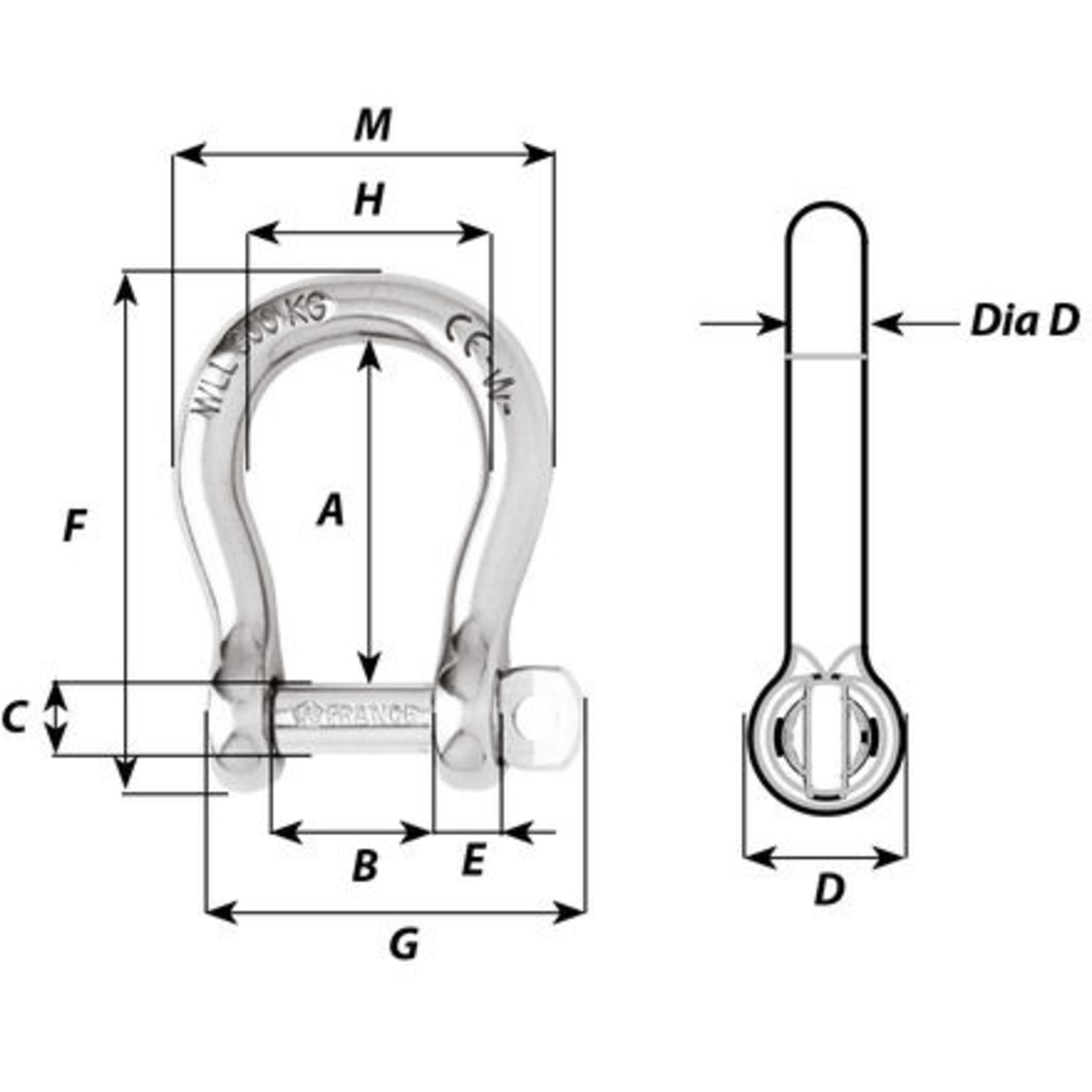 Wichard Self-locking bow shackle - Dia 4 mm