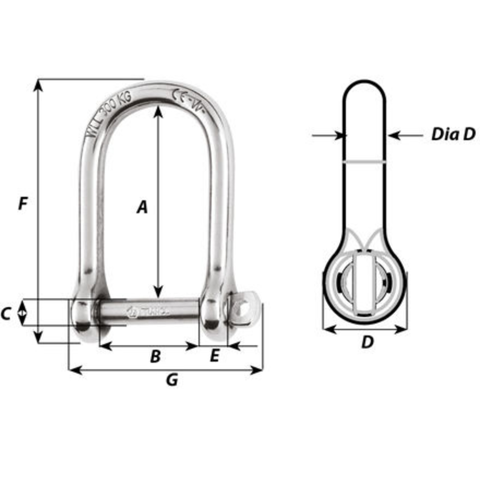 Wichard Self-locking large shackle - Dia 6 mm
