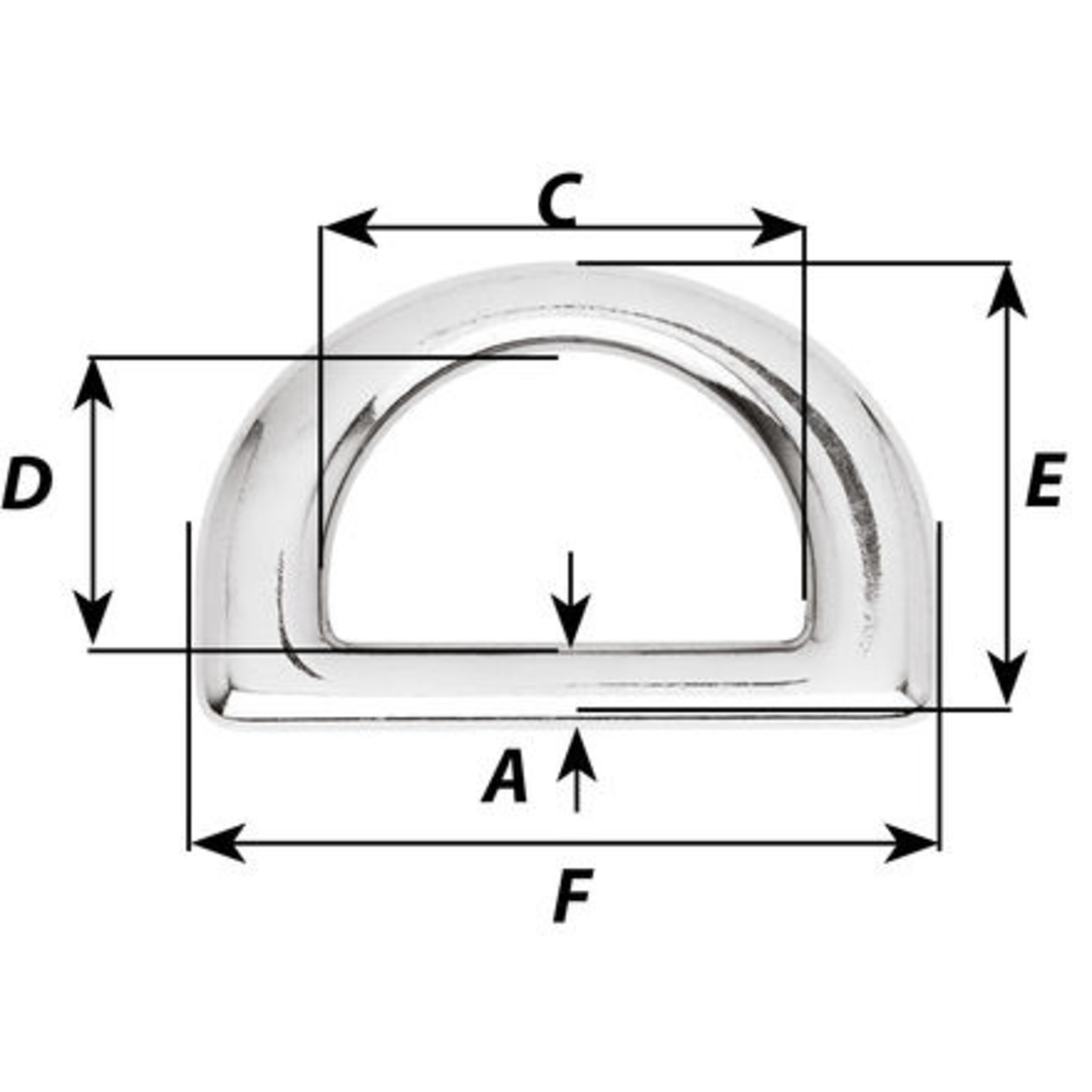 Wichard HR D Ring - Stock dia 6 mm - Inner dia: 27.5 mm