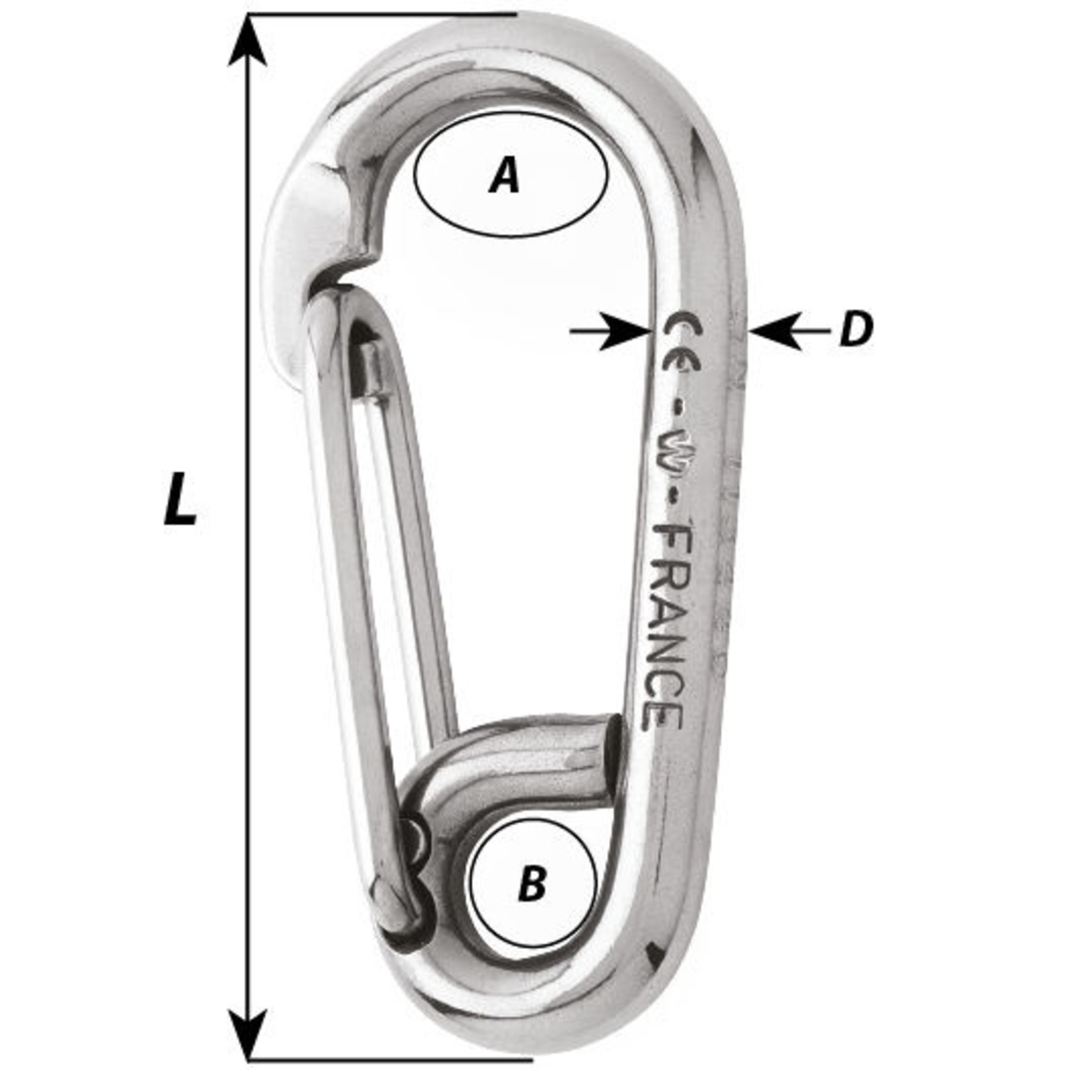 Wichard Symmetric carbin hook - Length: 60 mm