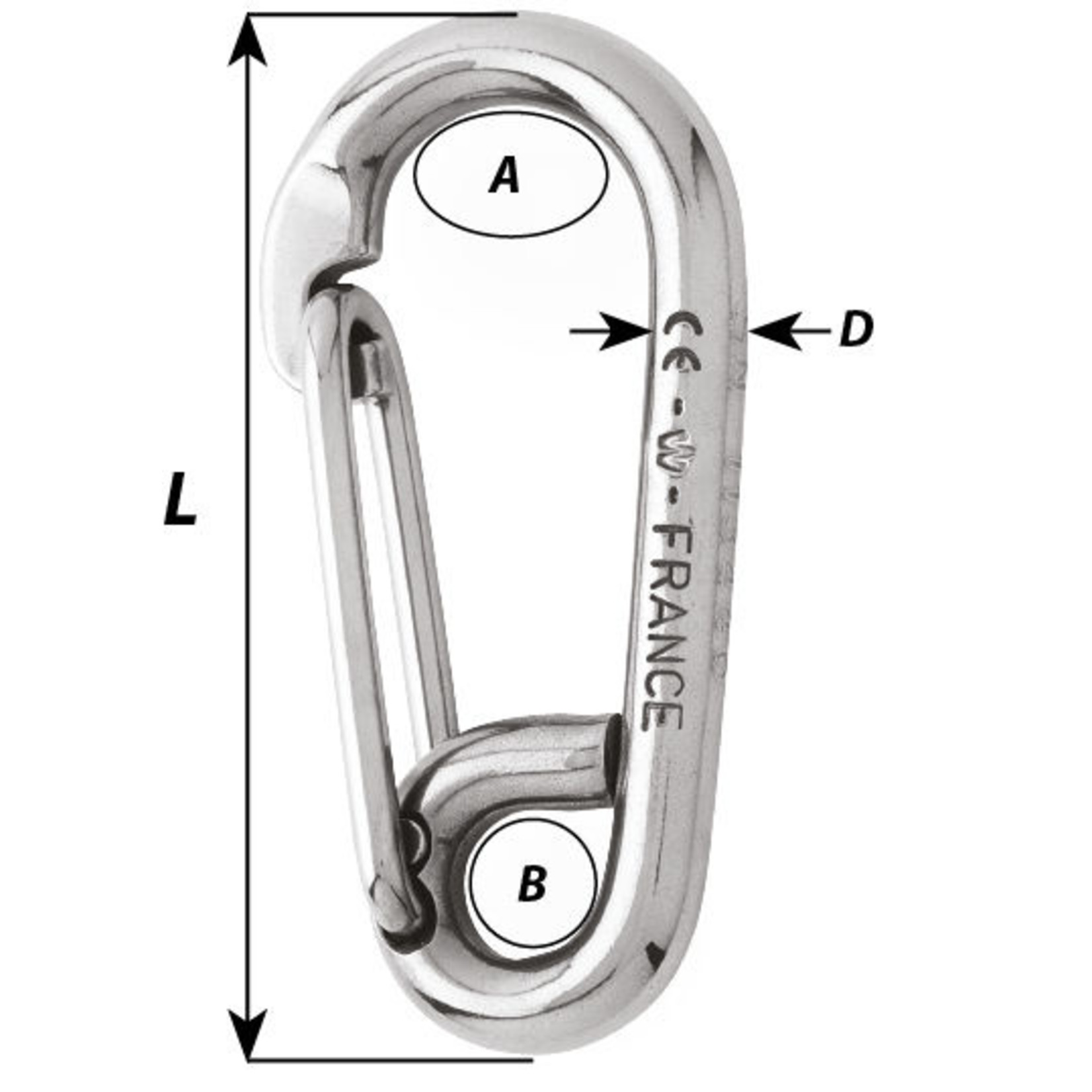Wichard Symmetric carbin hook - Length: 80 mm