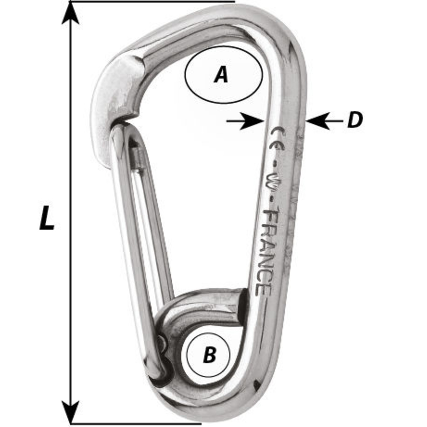 Wichard Asymmetric carbin hook - Length: 100 mm