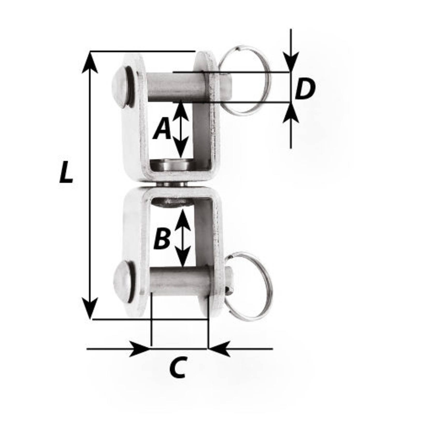 Wichard Swivel - Fork / Fork - Cambered plate - Length: 60 mm