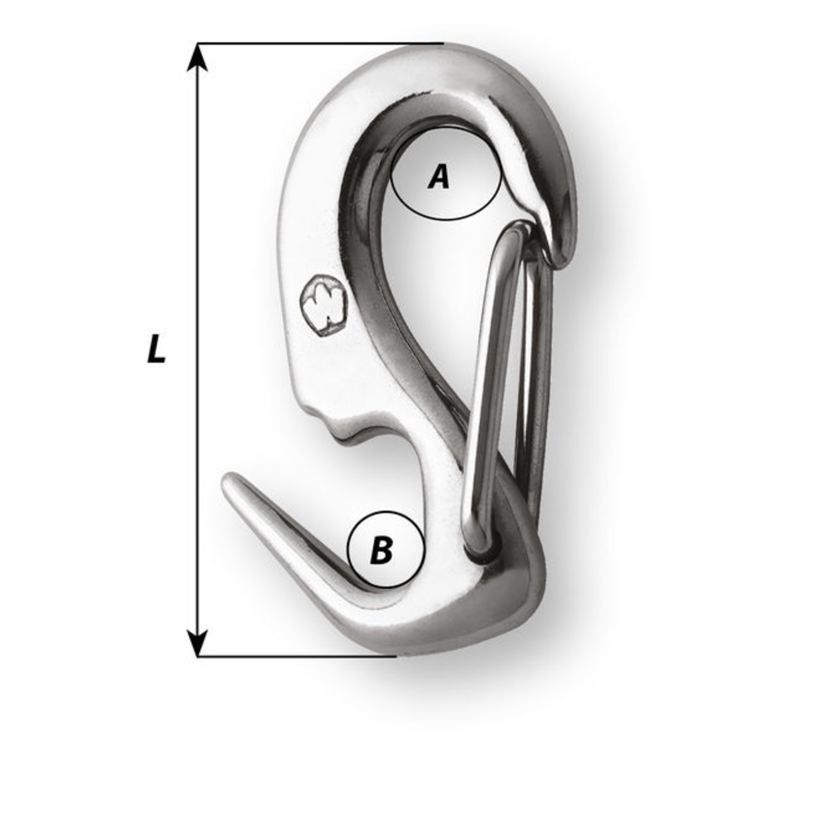 Wichard Stainless steel one hand sail snap - Length: 50 mm