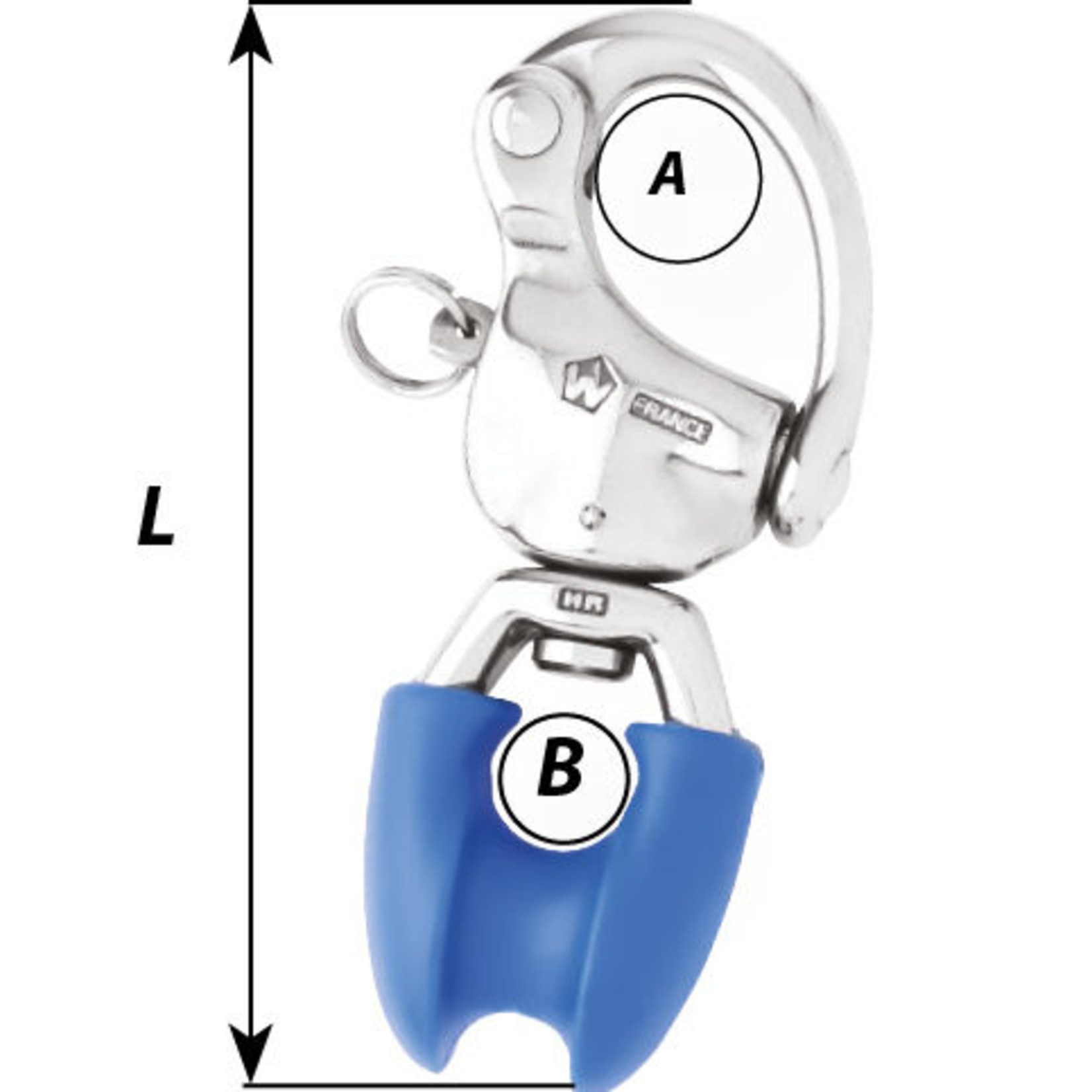 Wichard HR snap shackle - With thimble eye - Length: 95 mm