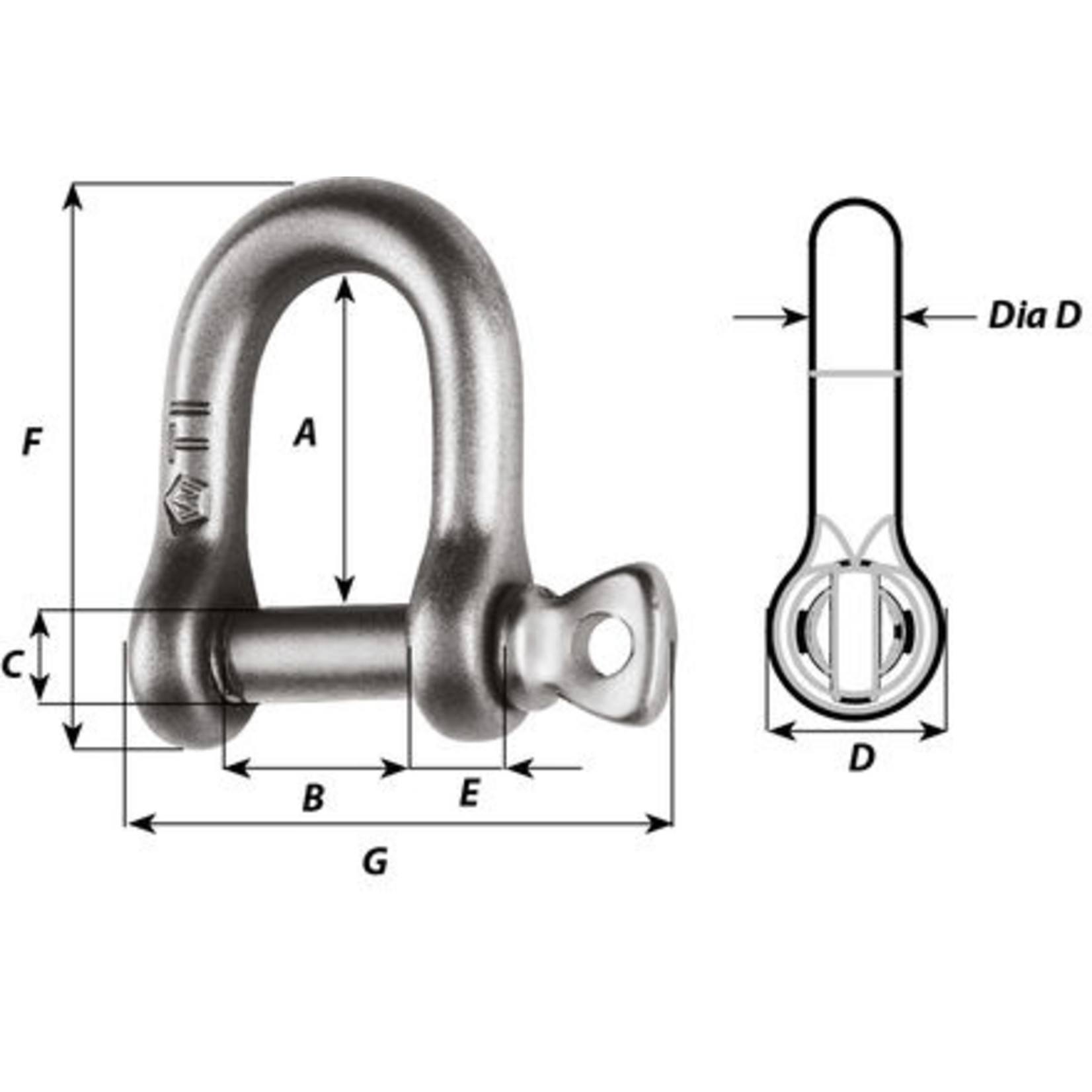 Wichard Titanium D shackle - Dia 6 mm