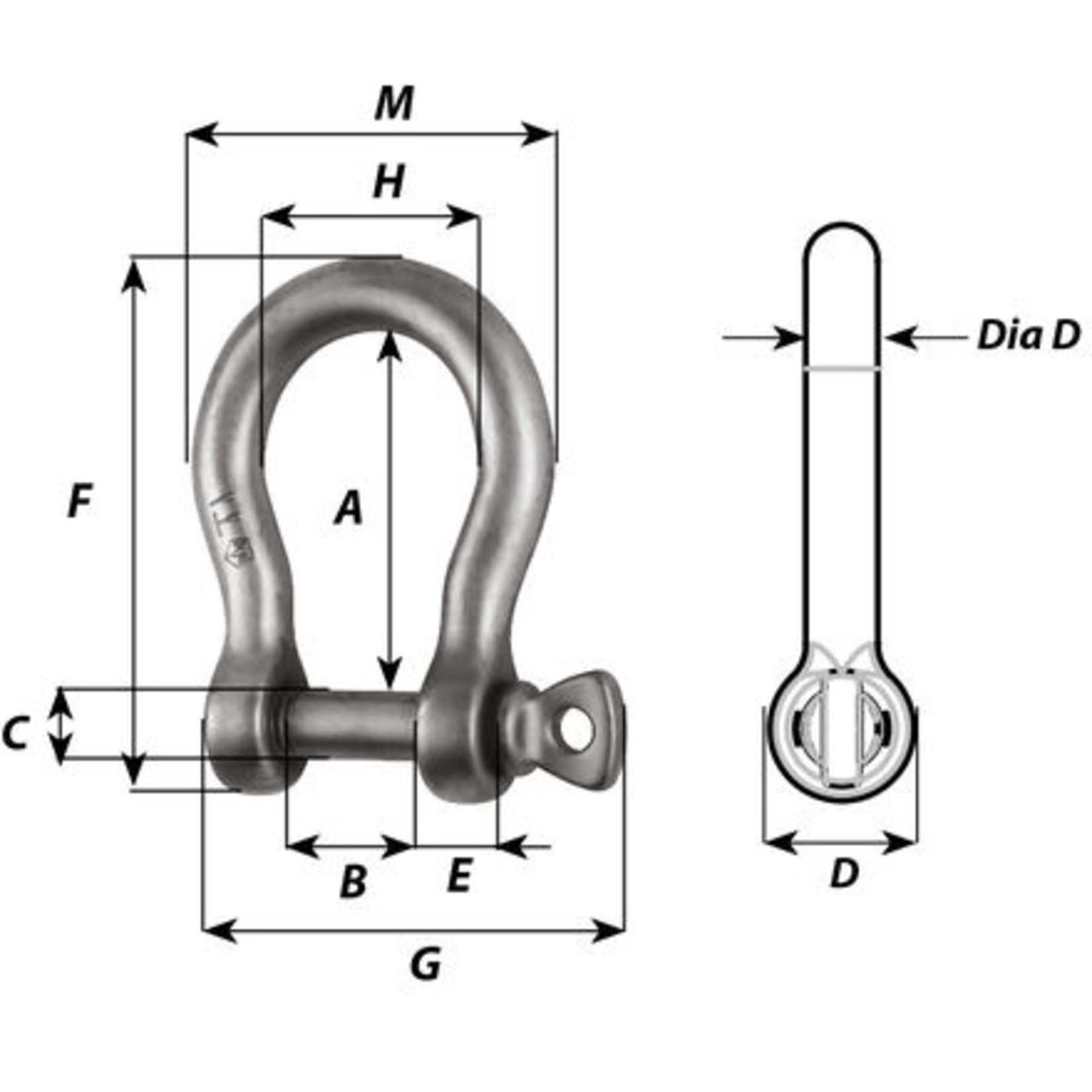 Wichard Titanium bow shackle - Dia 12 mm