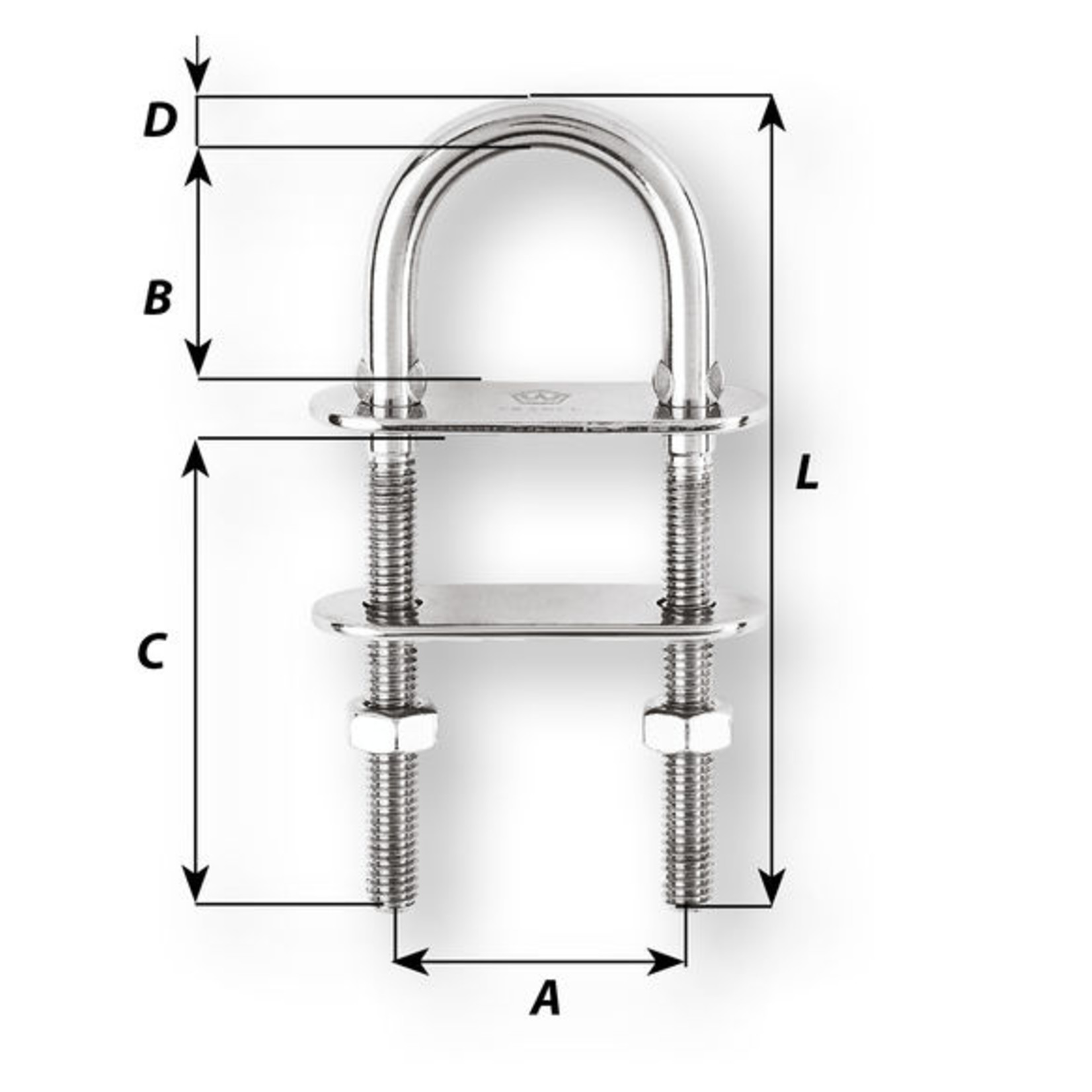 Wichard U-bolt pad eye - Dia: 4 mm - Length: 50 mm