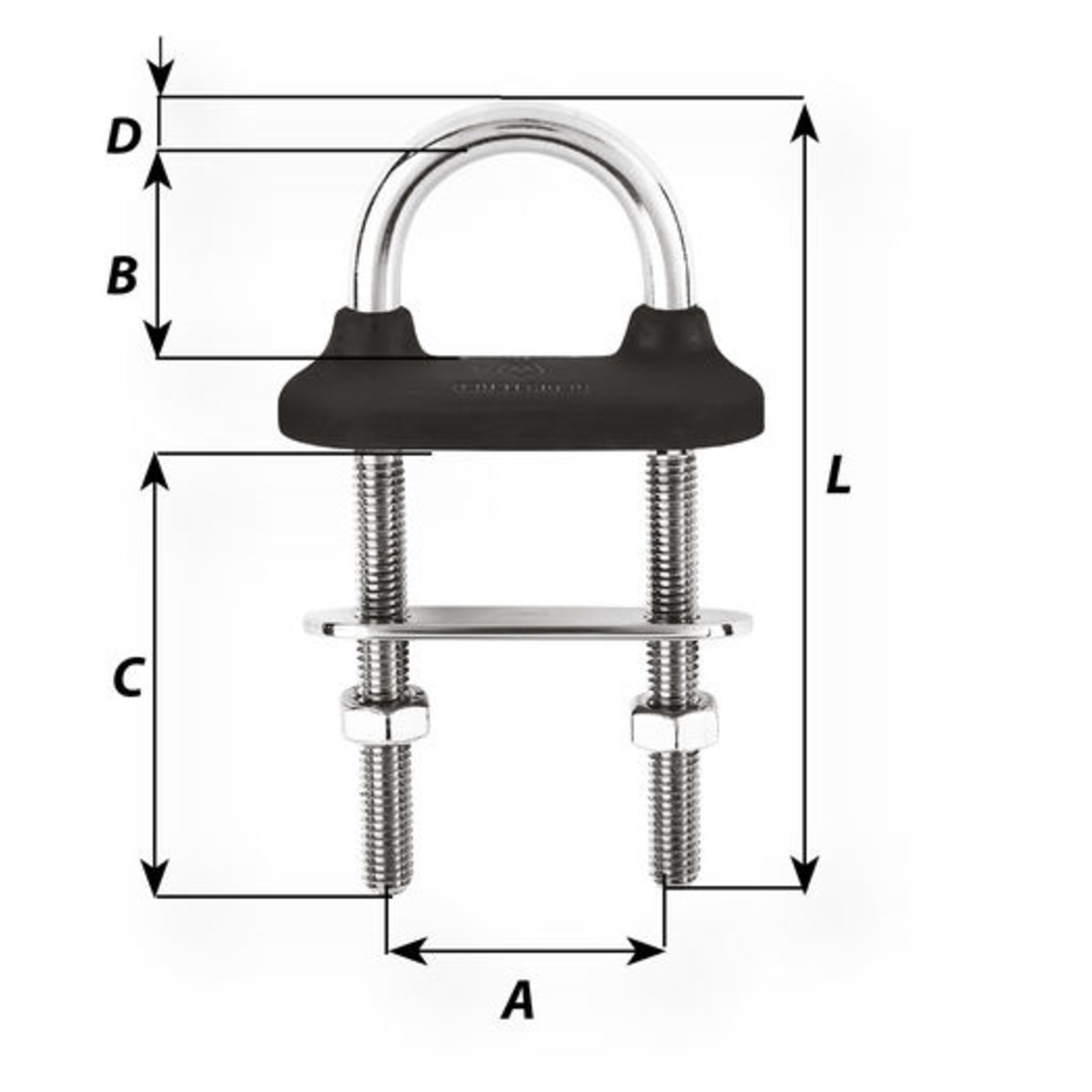 Wichard Watertight U-bolt - Dia 5 mm - Length: 60 mm - Black