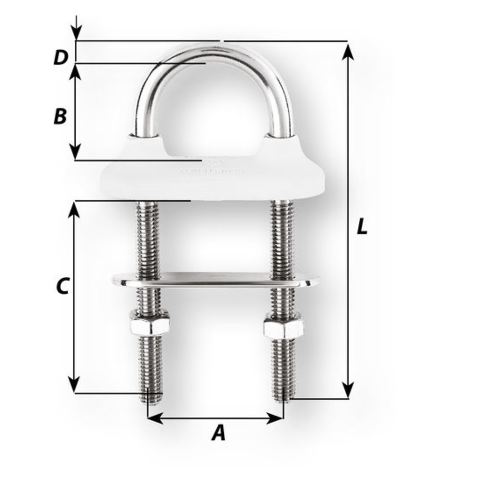 Wichard Watertight U-bolt - Dia 5 mm - Length: 60 mm - White