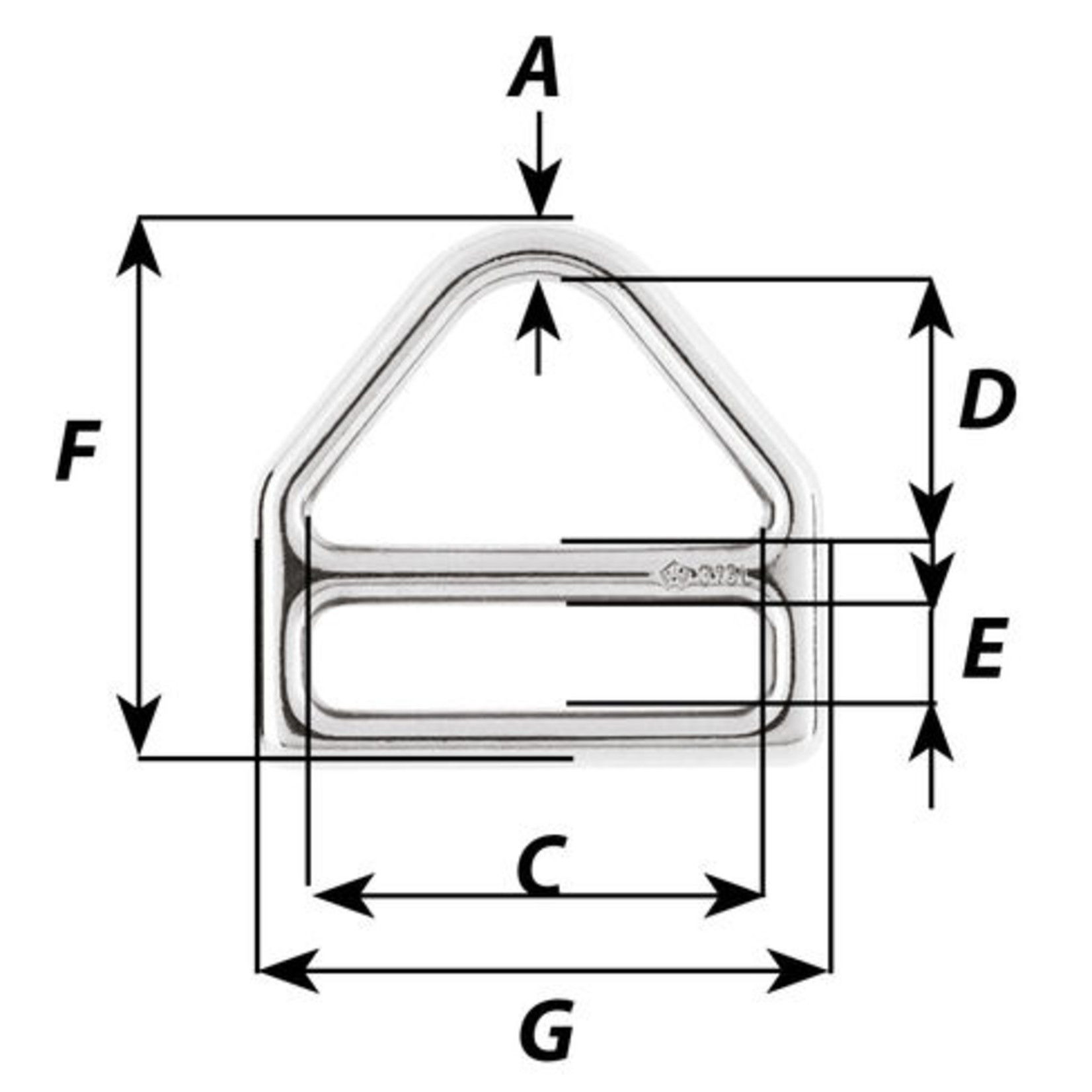 Wichard Triangle with bar 316L - Stock dia: 6 mm  - Inner dia: 45 mm