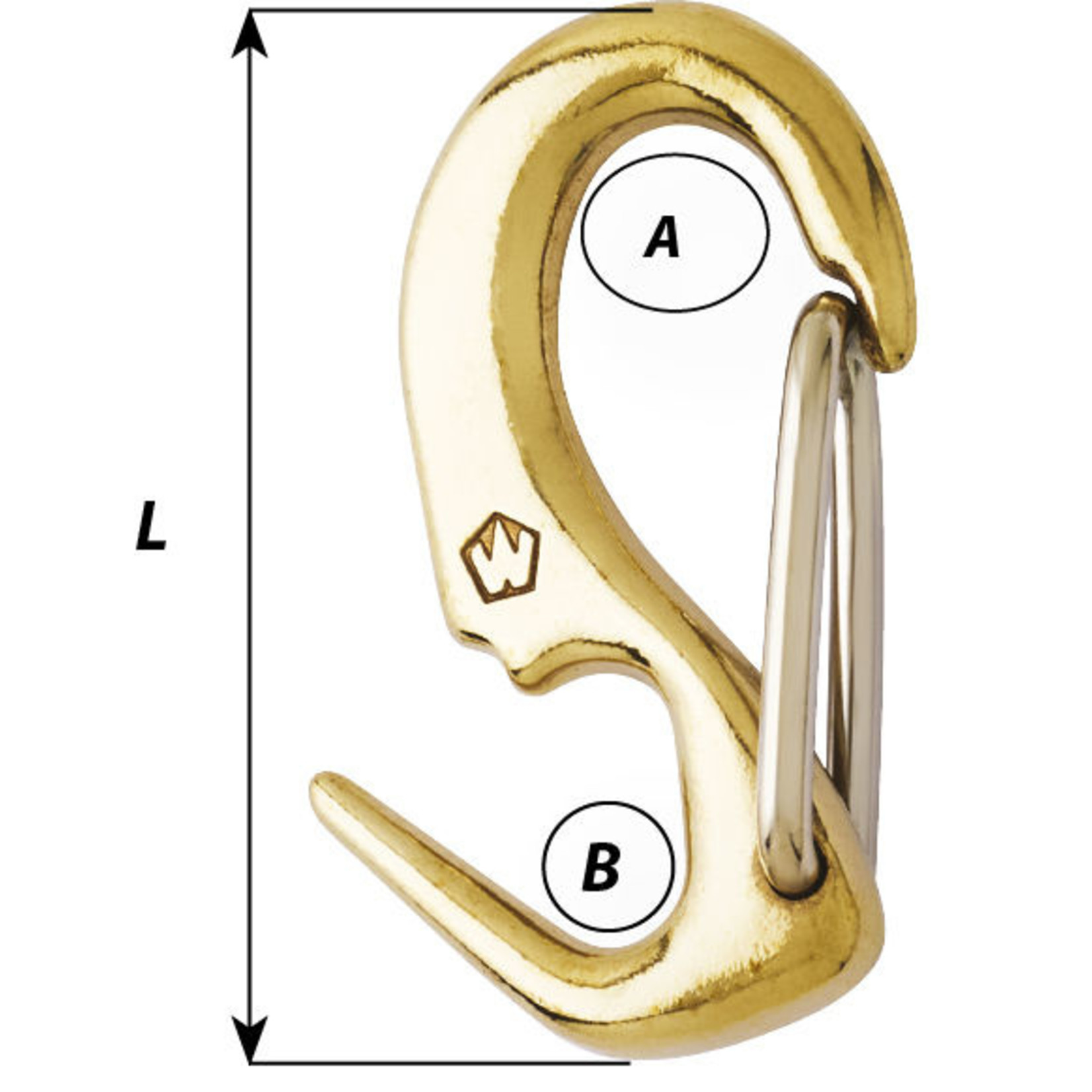 Wichard Brass one hand sail snap - Length: 55 mm