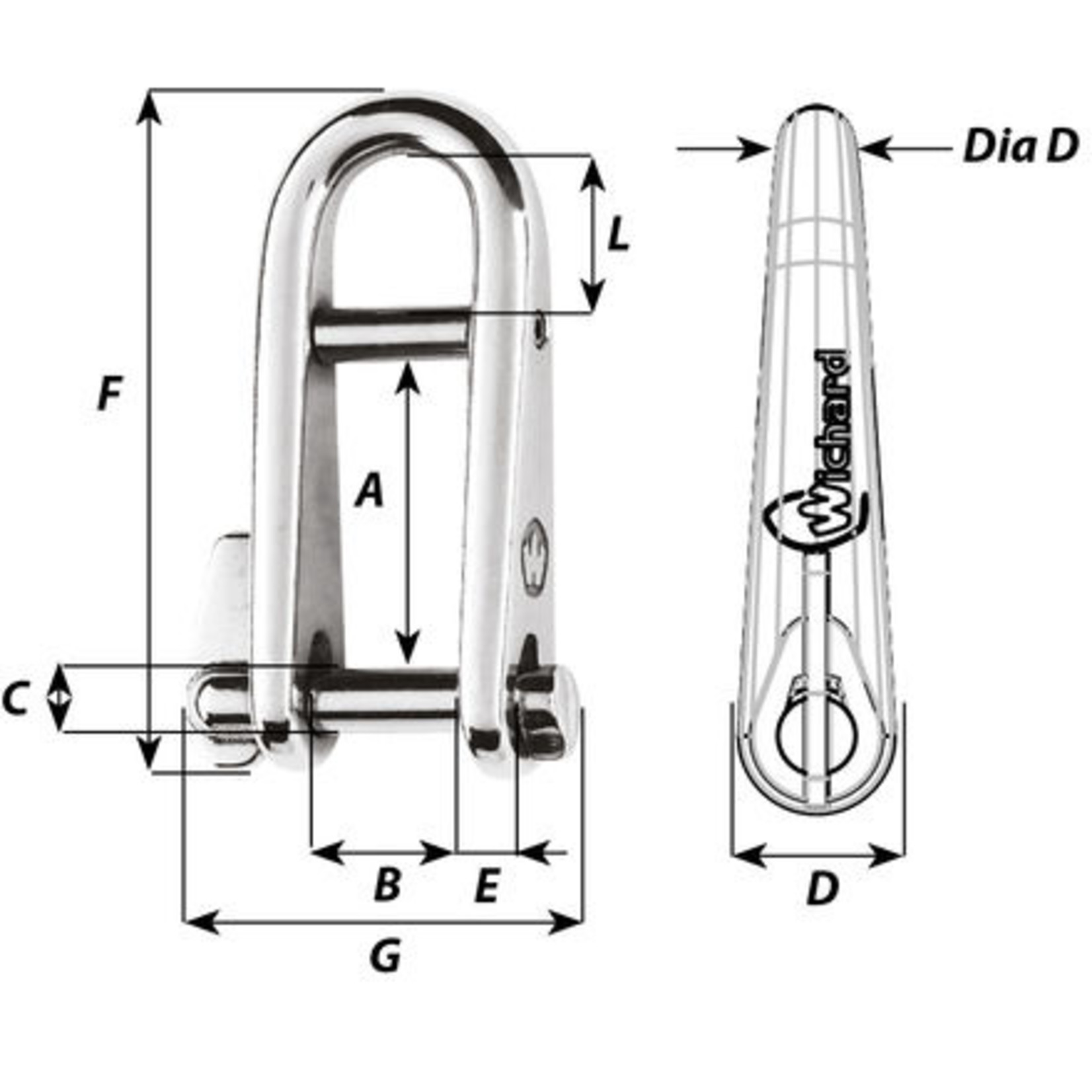 Wichard Key pin shackle with bar - Dia 8 mm