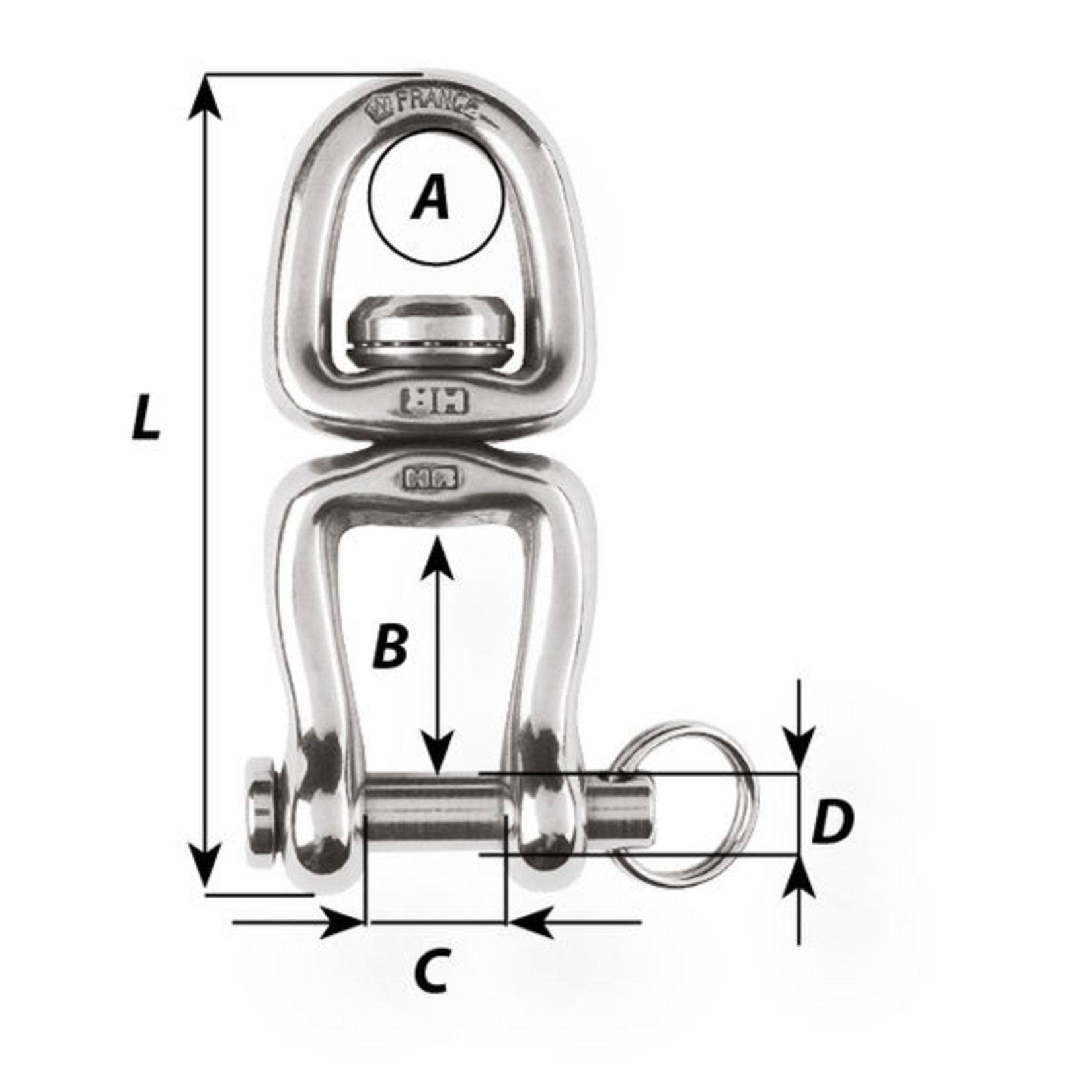 Wichard Swivel - With clevis pin - with ball bearings - Length: 70 mm