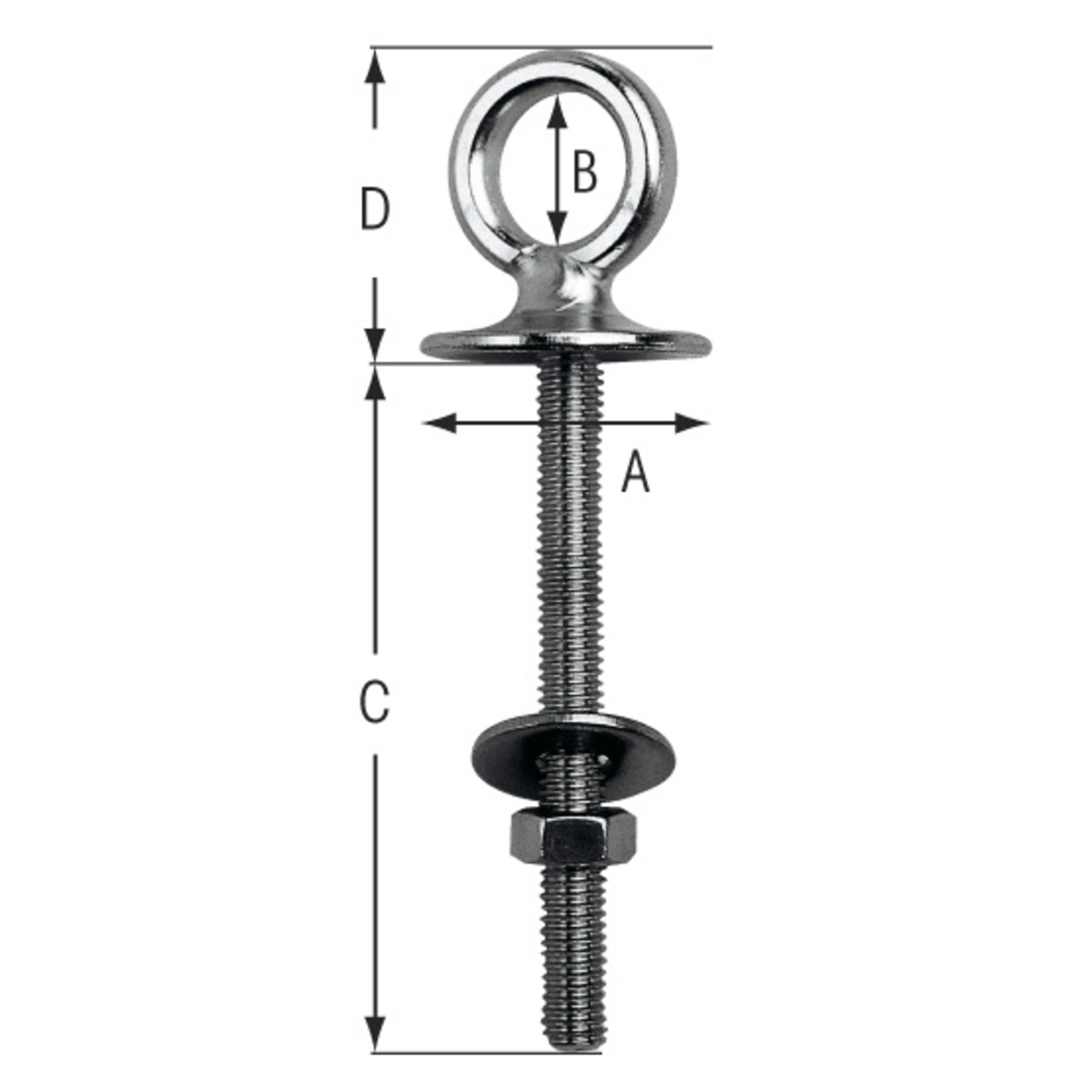 Plastimo Eye bolt with rod s/s dia 6mm l50mm