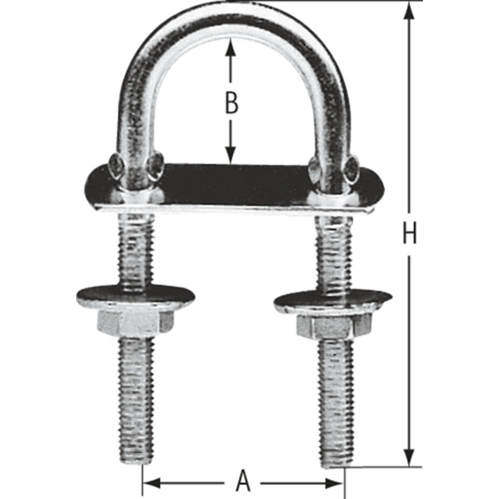 Plastimo Round u-bolt - loose plate dia 8mm