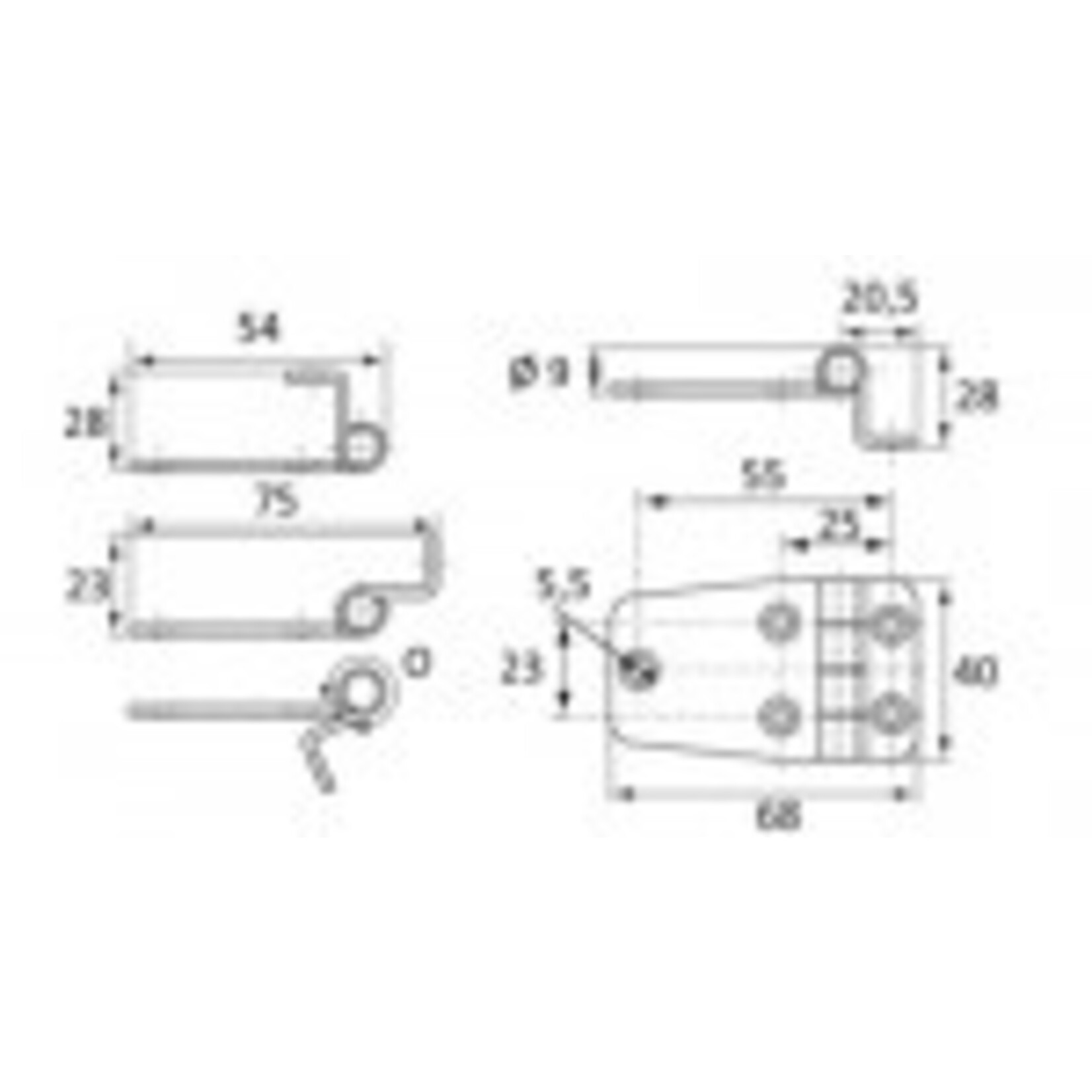 Plastimo Angle-side s/s hinge l66 x 36.5mm