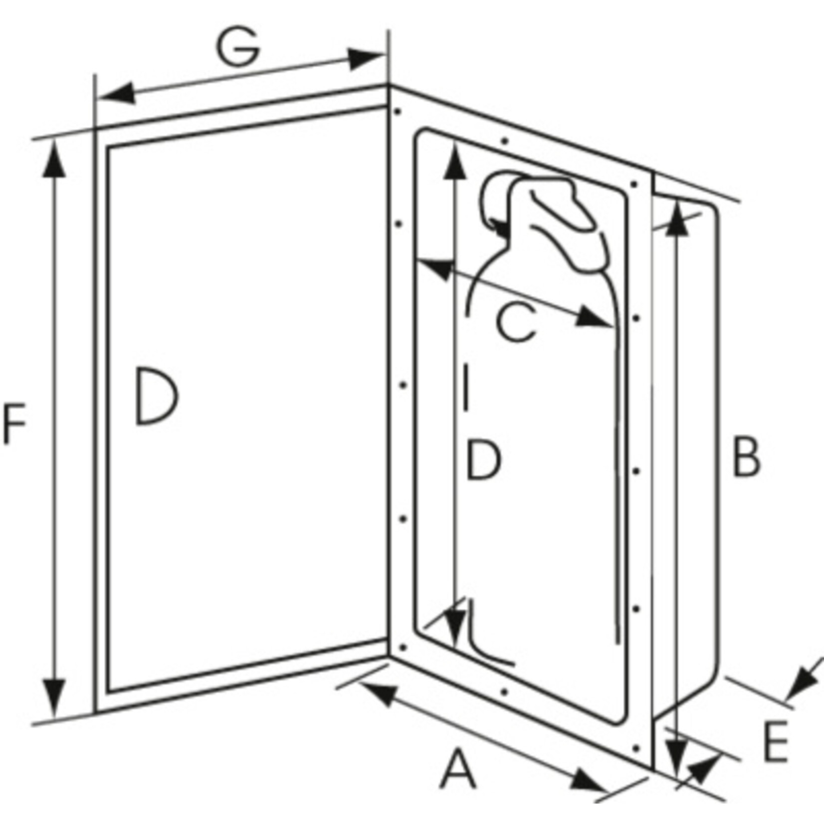 Plastimo Side mount case + door 174x424mm white