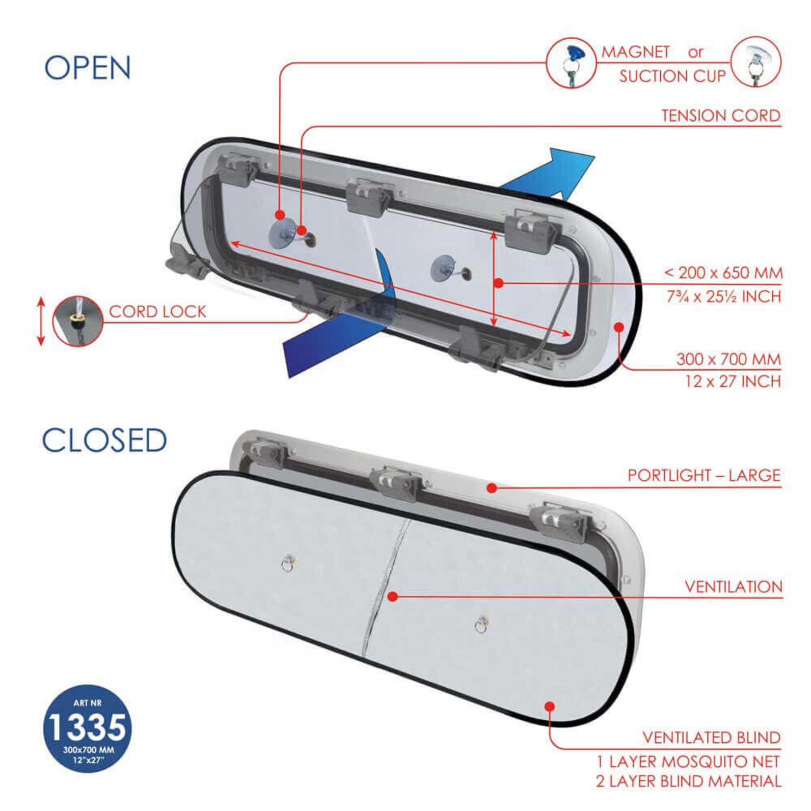 Plastimo Blinds with vent for portlights  large