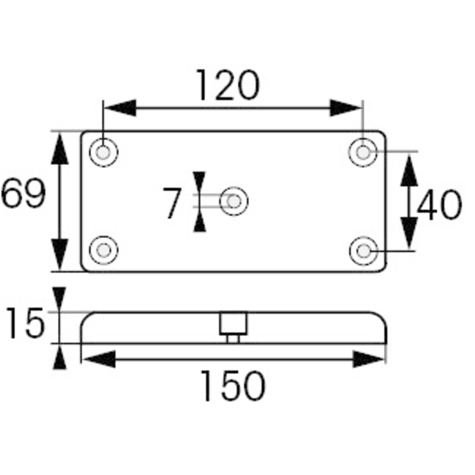 Plastimo Anode zc screw on plate 150x60x15mm