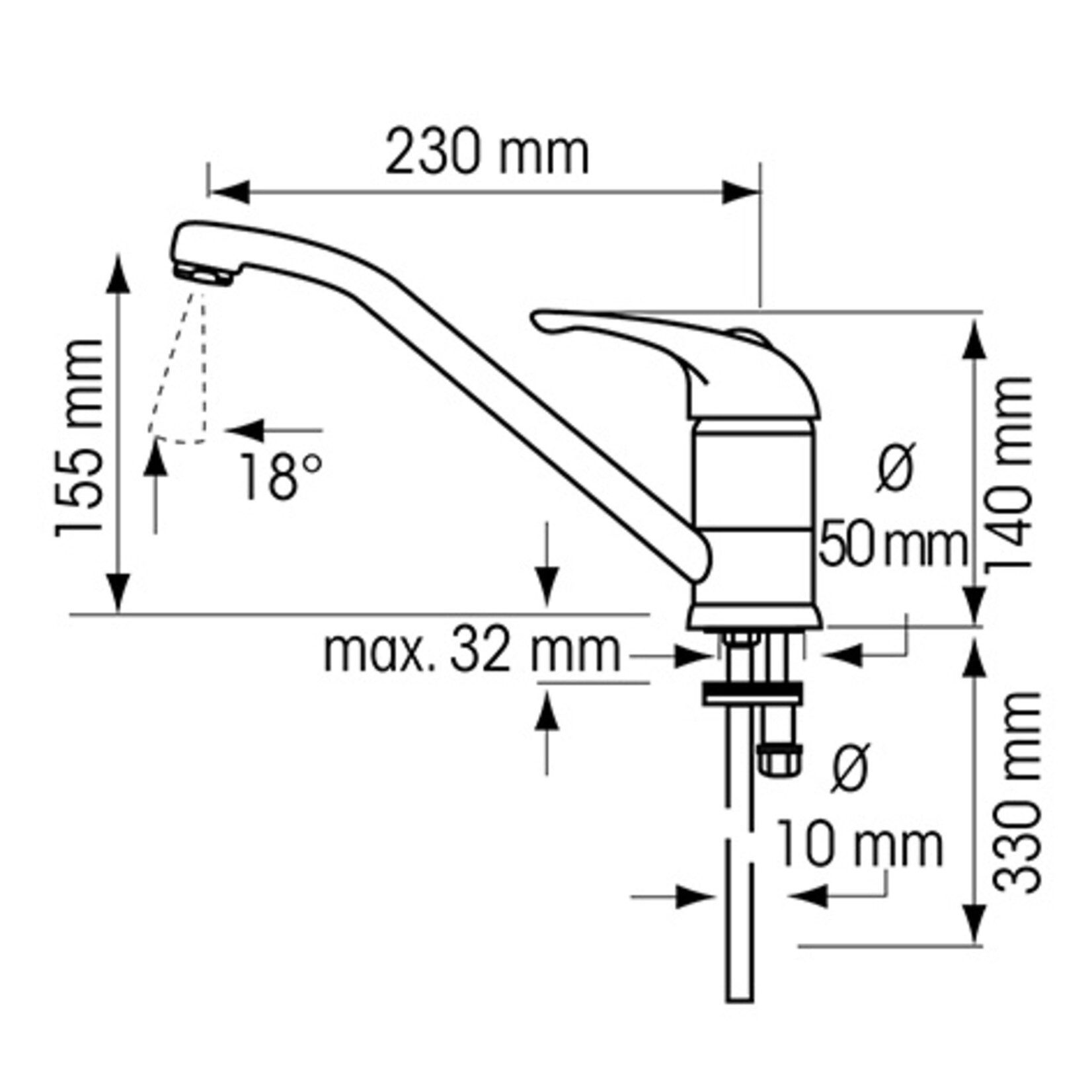 Plastimo Mixer tap with long spout