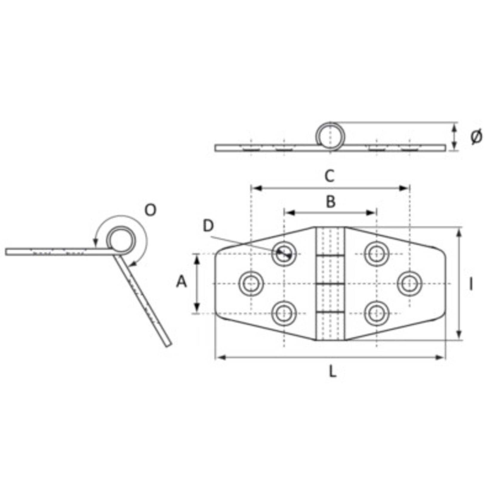 Plastimo St.s hinge 38 x 104 mm