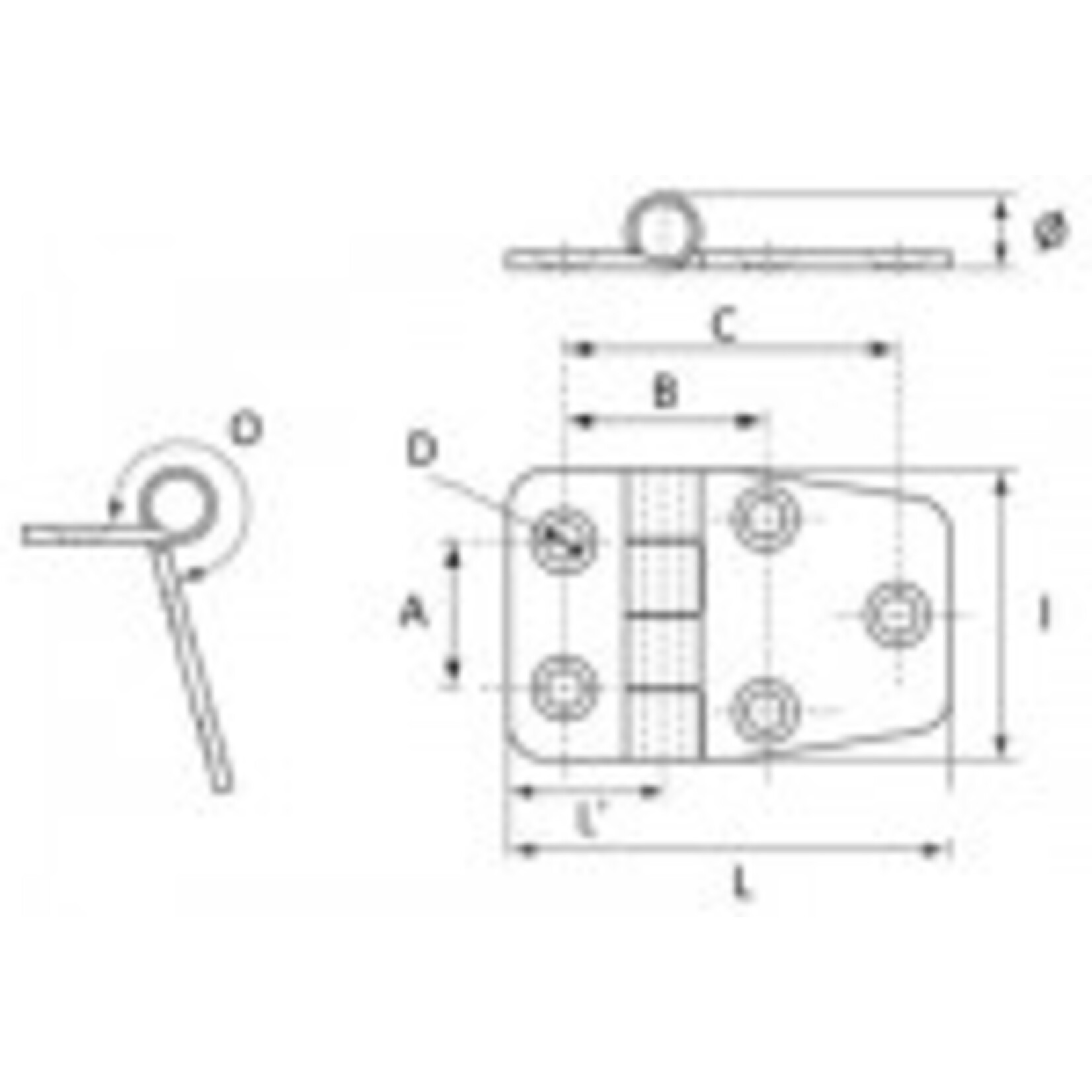 Plastimo St.s hinge 38 x 57 mm