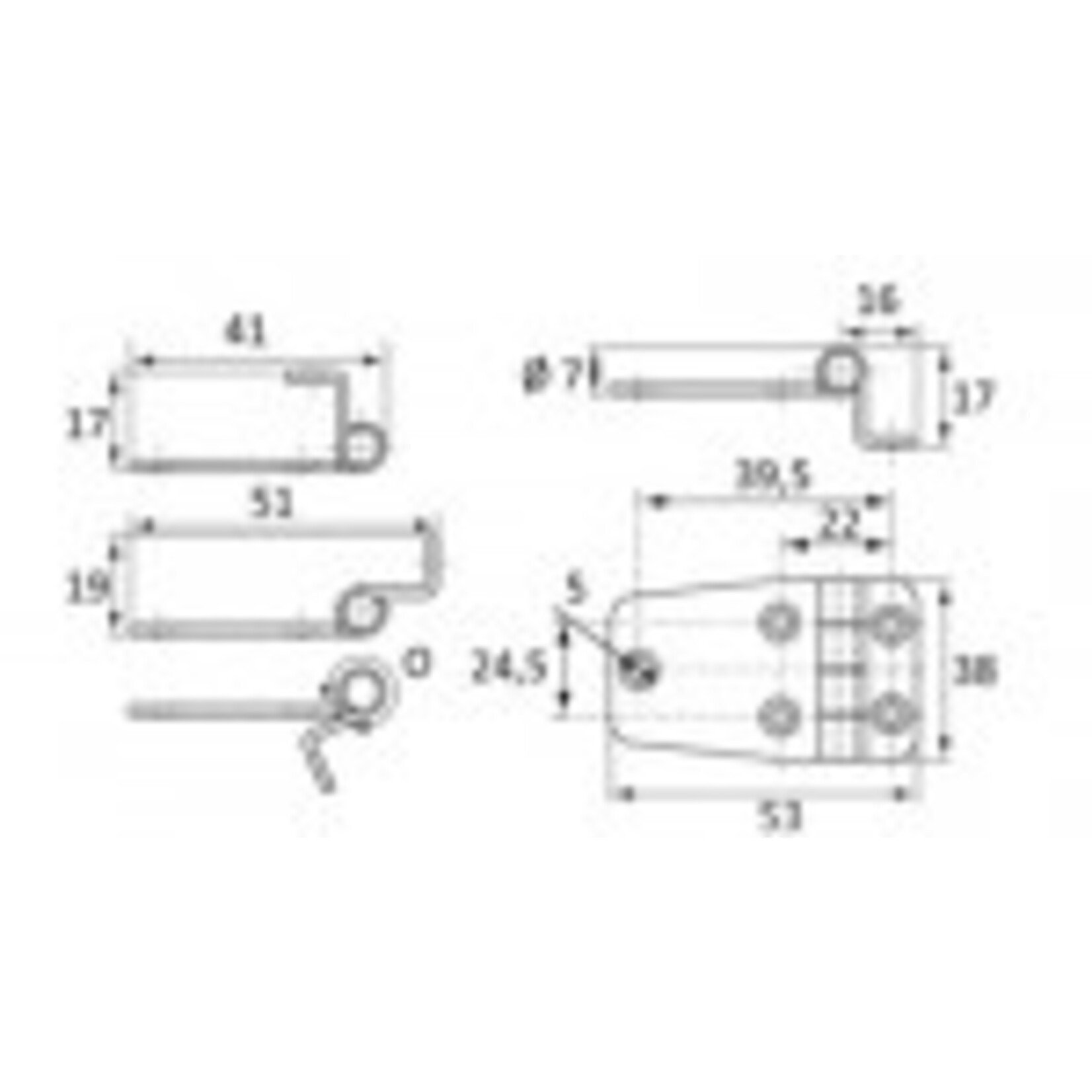 Plastimo St.s hinge offset 8mm 38x58mm