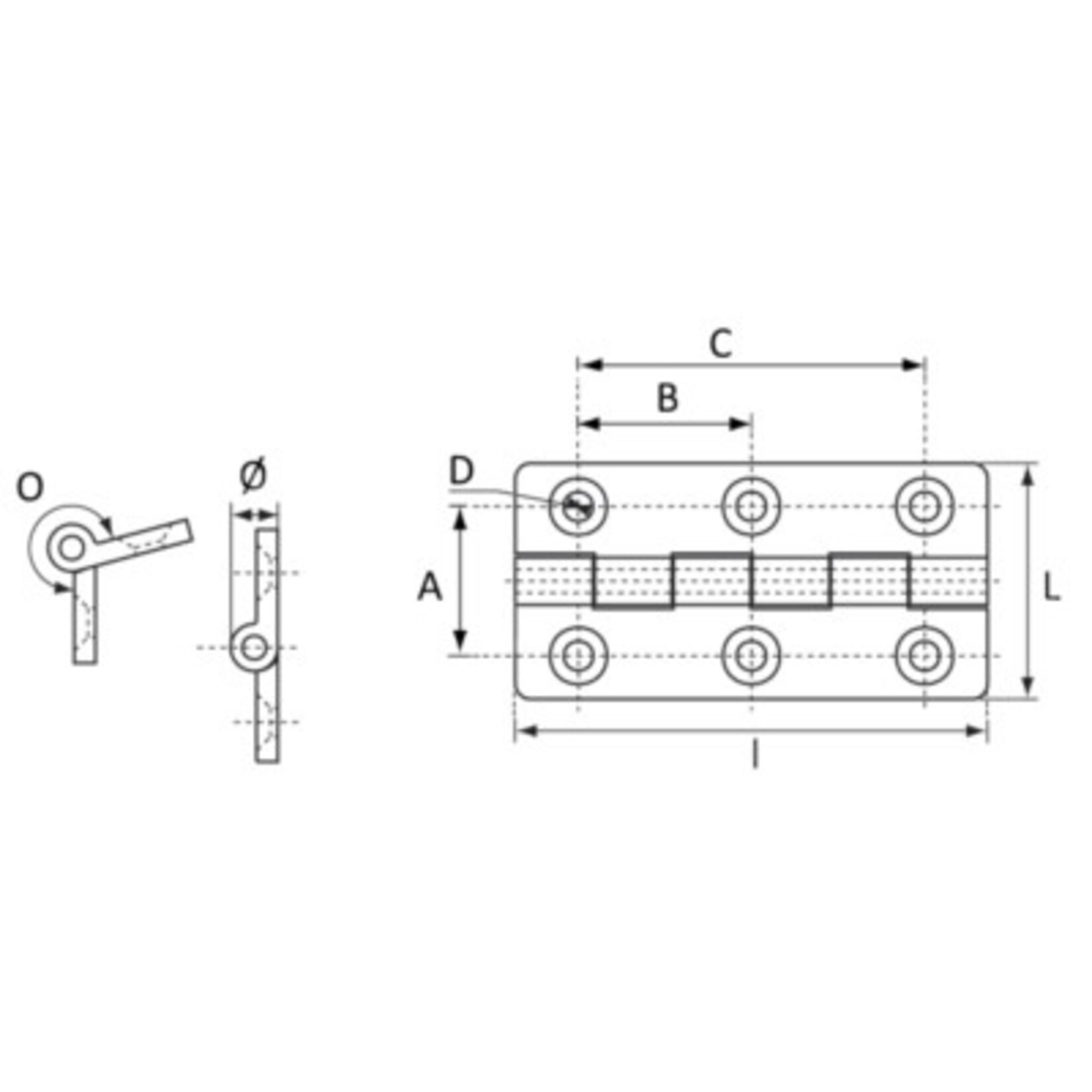 Plastimo Hinge st.s 80x60