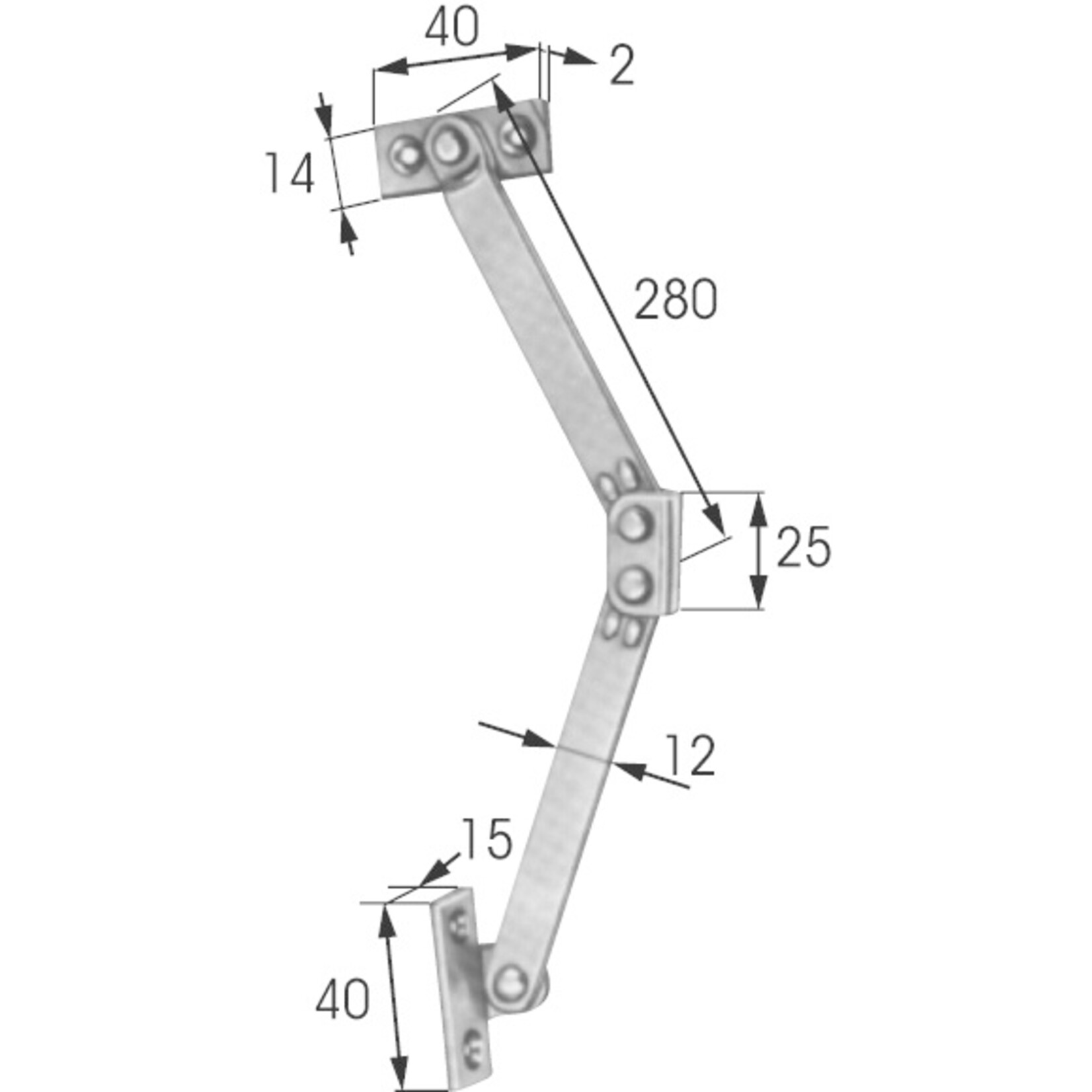 Plastimo Copper cranked ch.br stay 280mm left