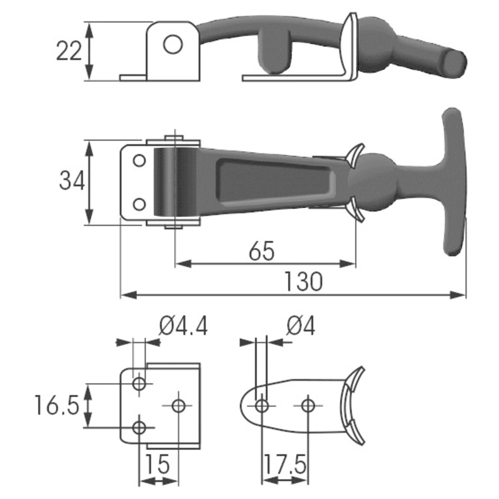 Plastimo St.s/neoprene hatch raised handle