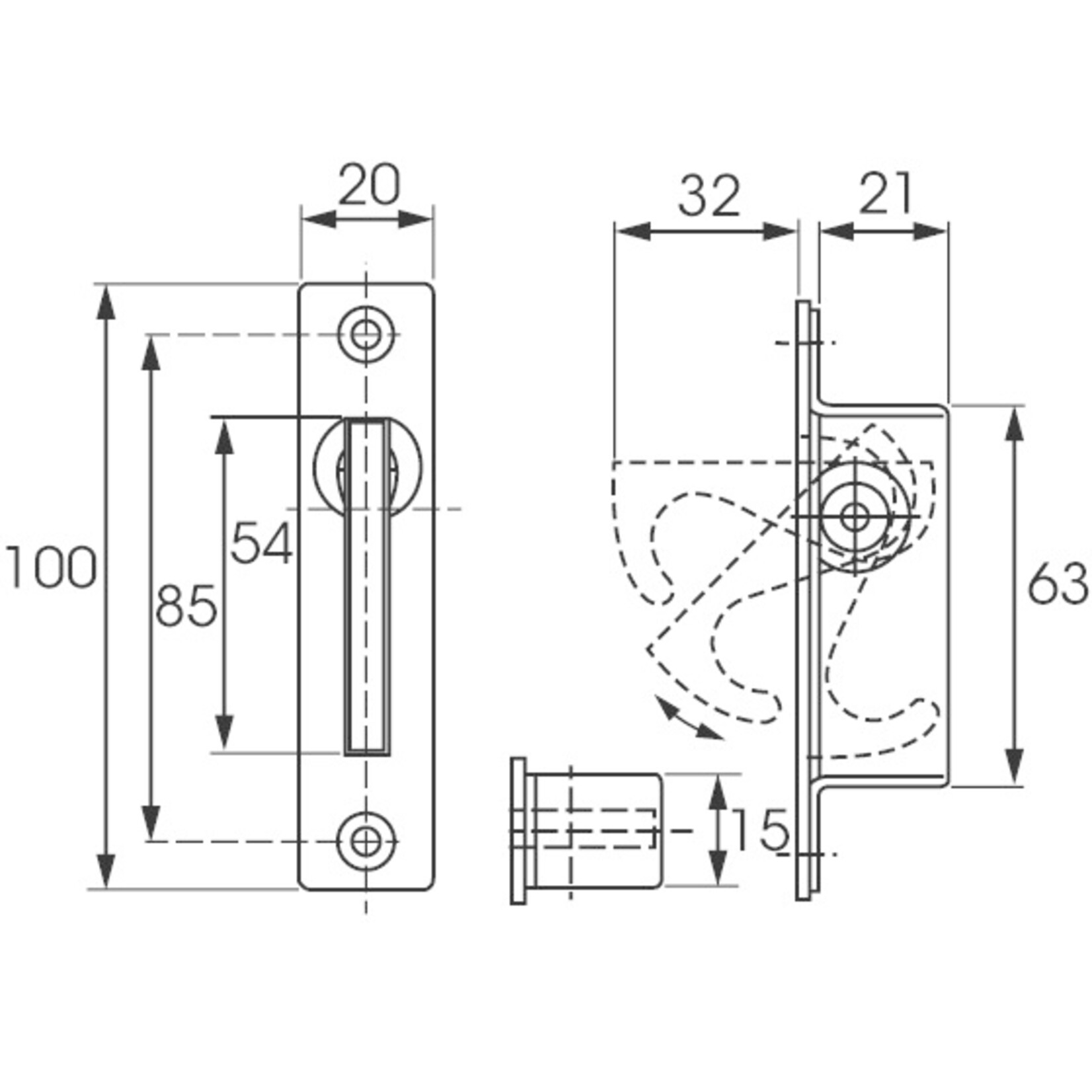 Plastimo Retractable handle 100x200mm