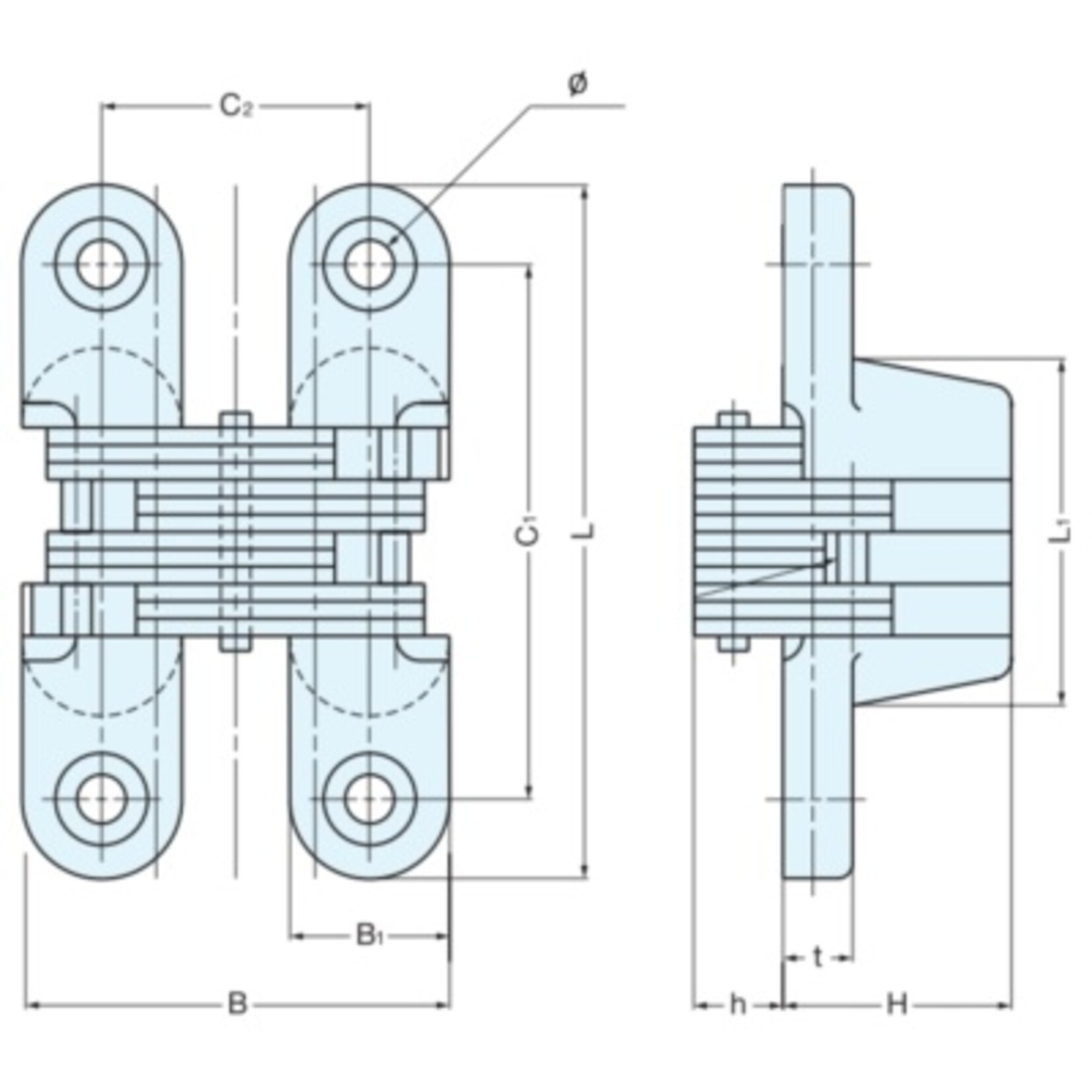 Plastimo Hinge flush-fit brass 60mm