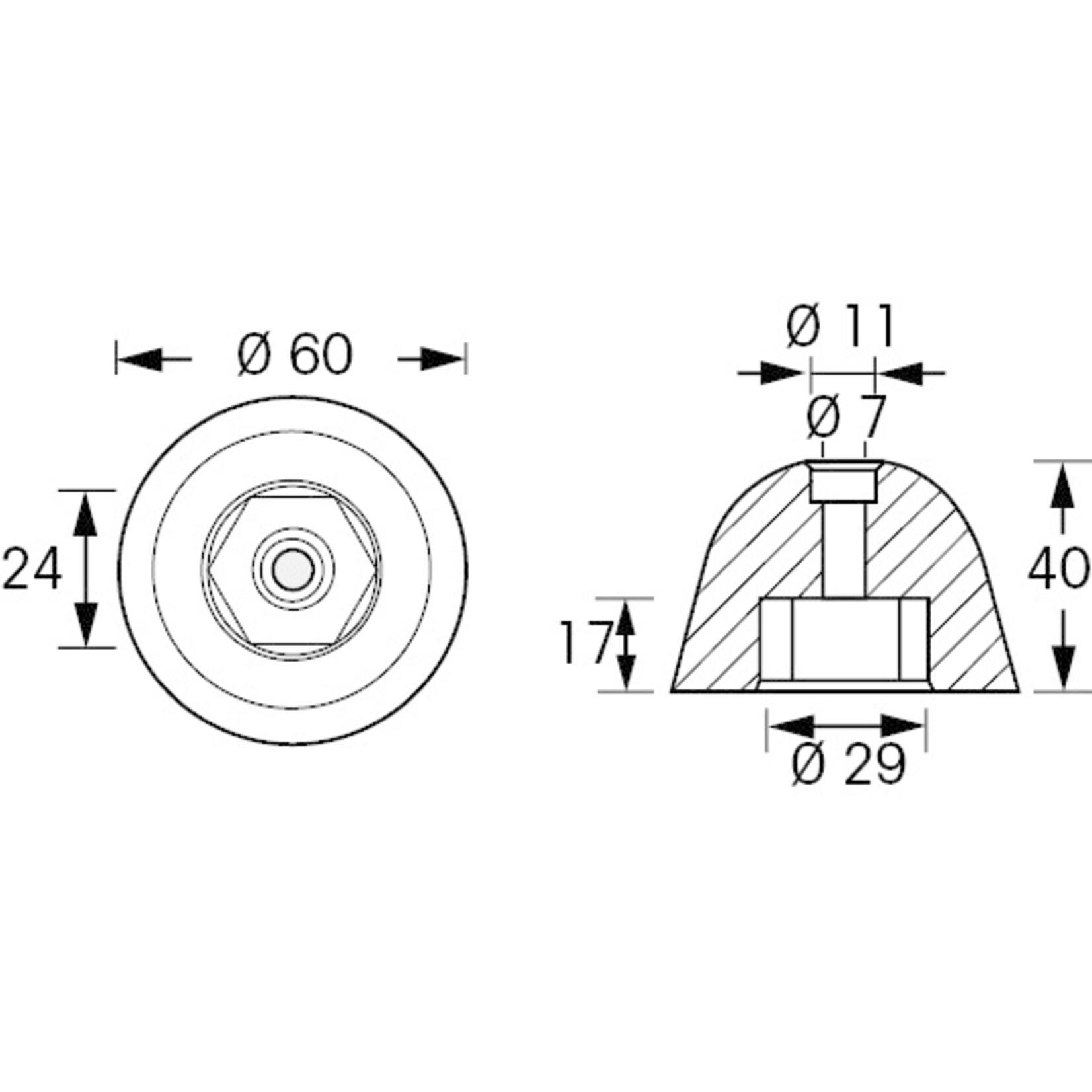 Plastimo Anode zc vetus for propeller d60 ht41