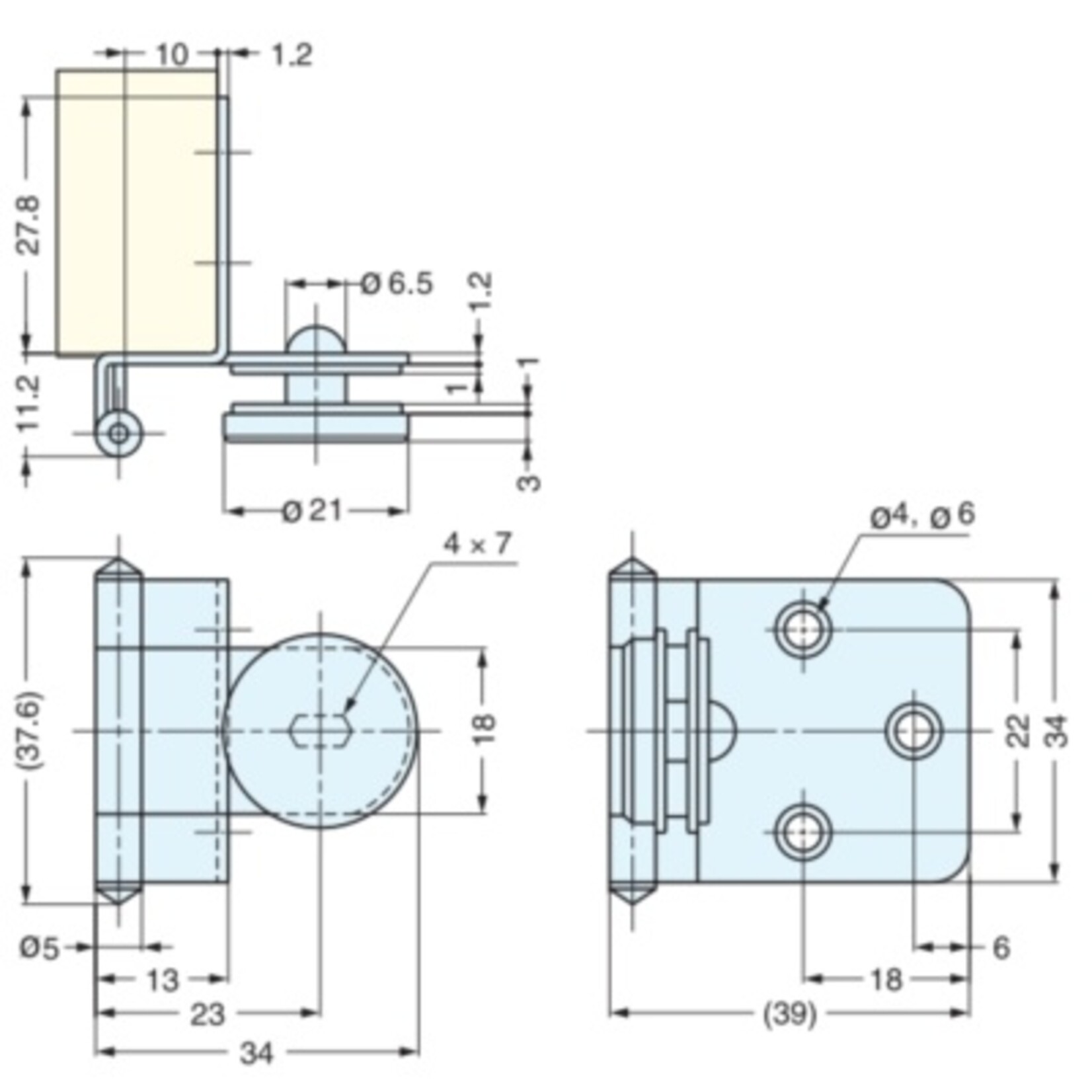 Plastimo Hinge stainless steel offset/plexi door