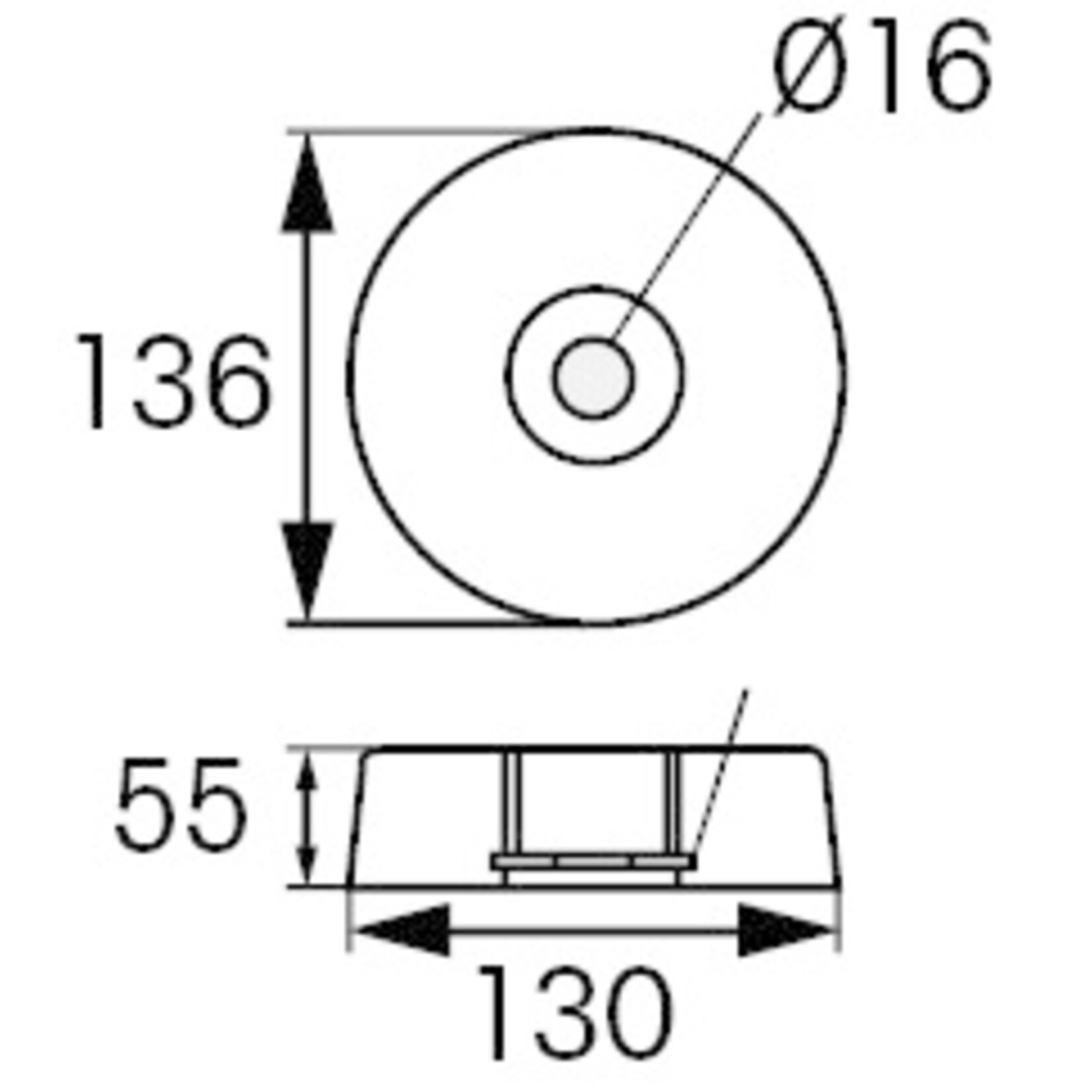 Plastimo Anode zc transom d.135 h.47 single