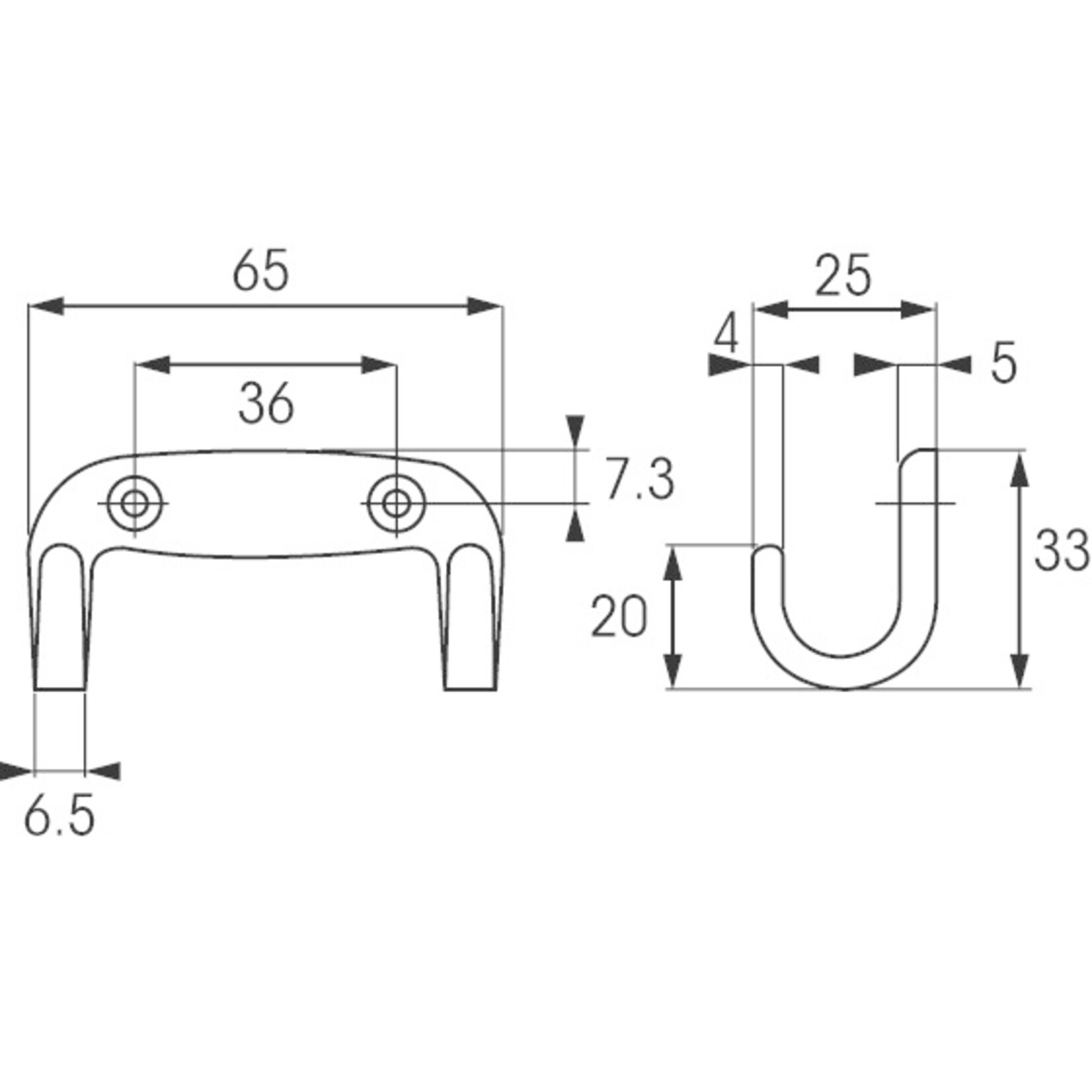 Plastimo Hook double st.s 2 hole h33mm l65mm