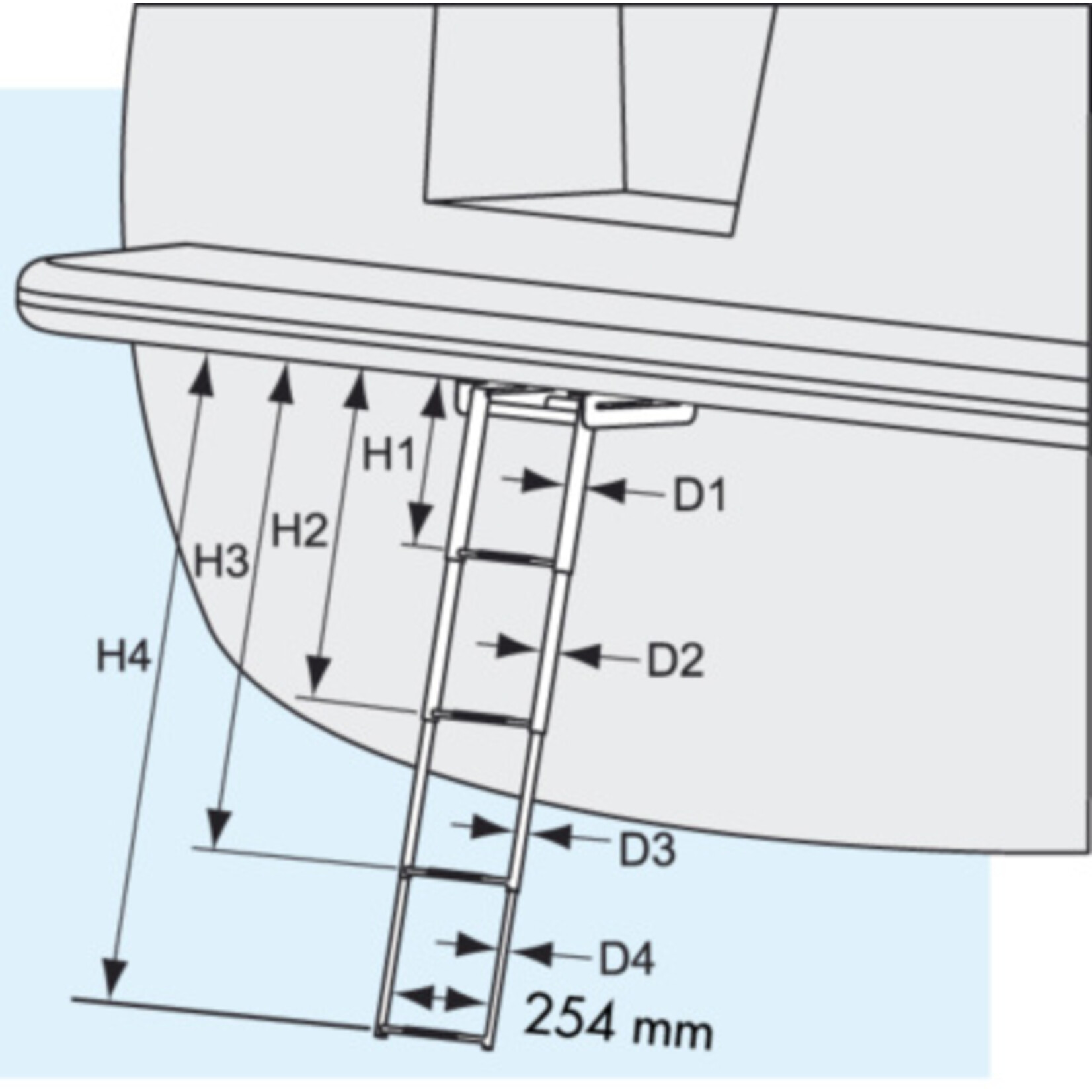 Plastimo Retractable built-in ladder 3 steps