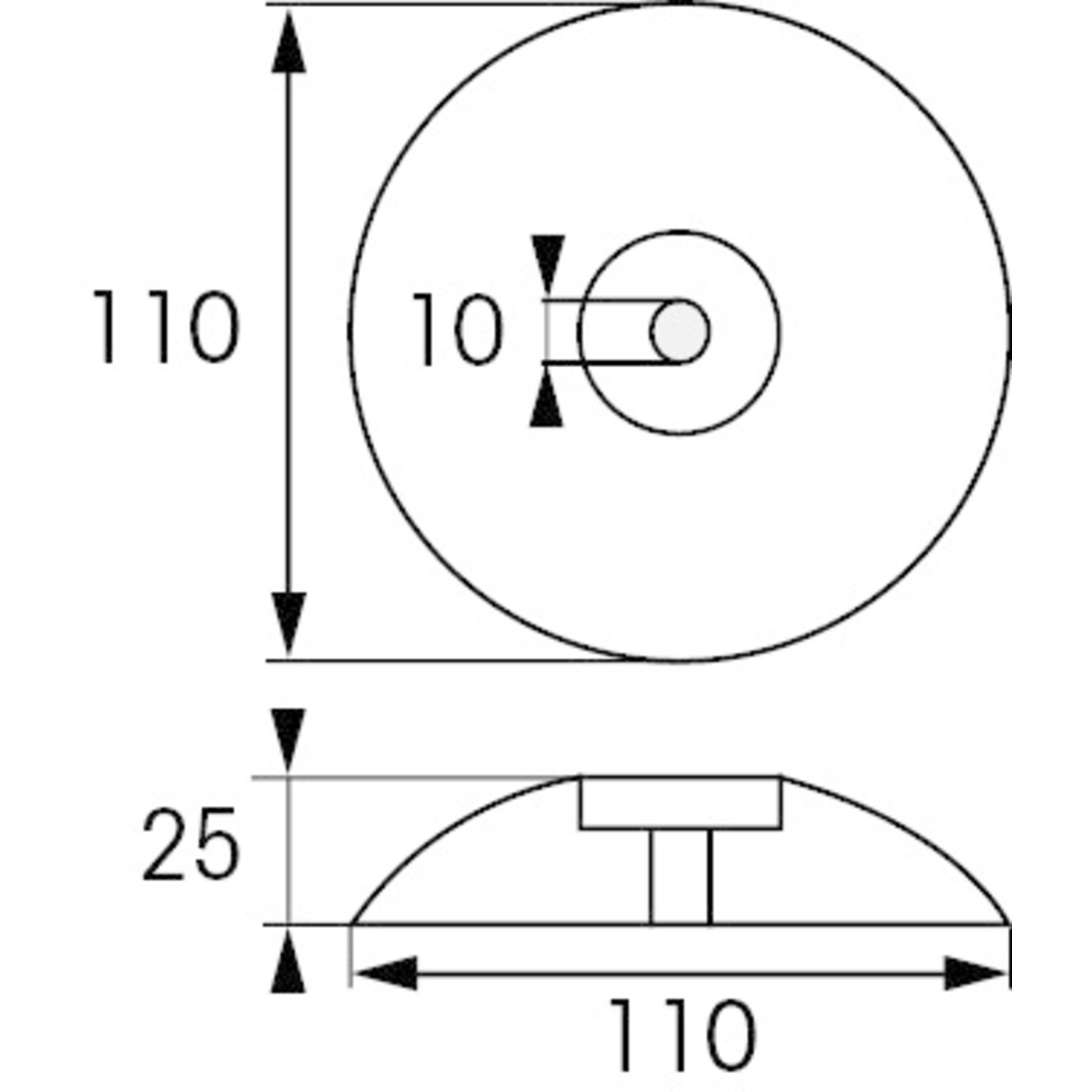 Plastimo Anode mg rudder dia 100mm (x2)