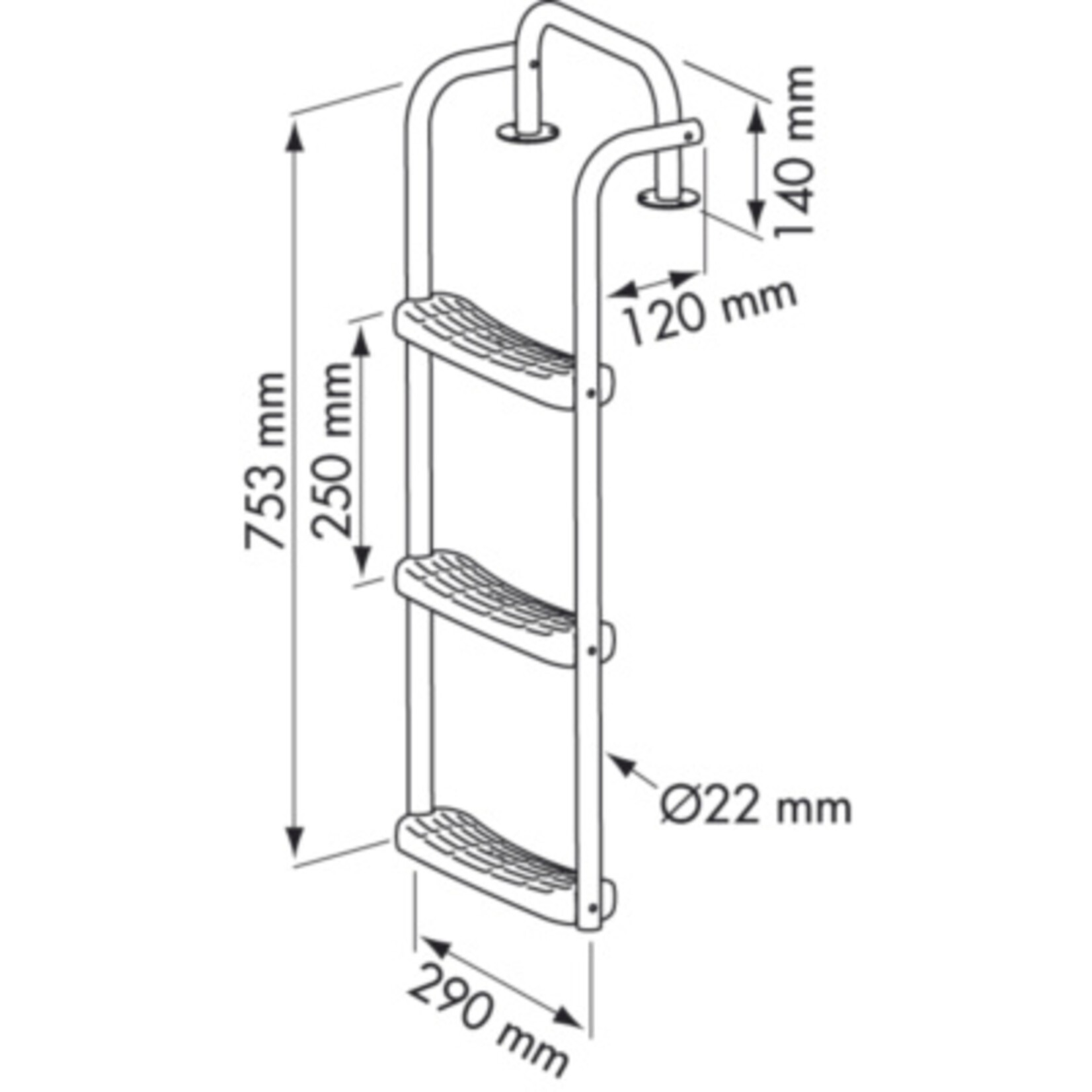 Plastimo Skirt & platform s/s ladder 1+3 st.  crv