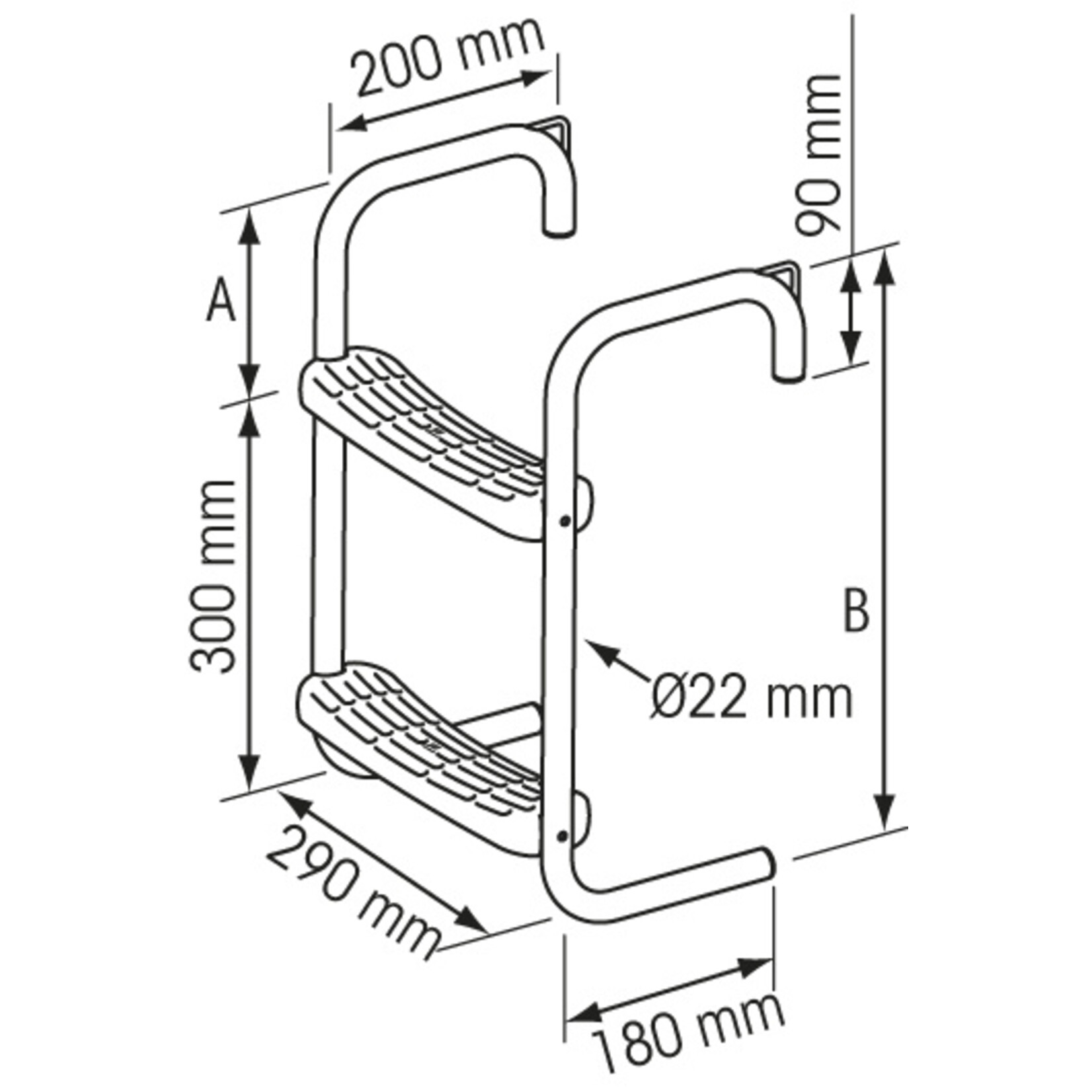 Plastimo Pontoon s/s ladder. 2 steps crv. 75mm h